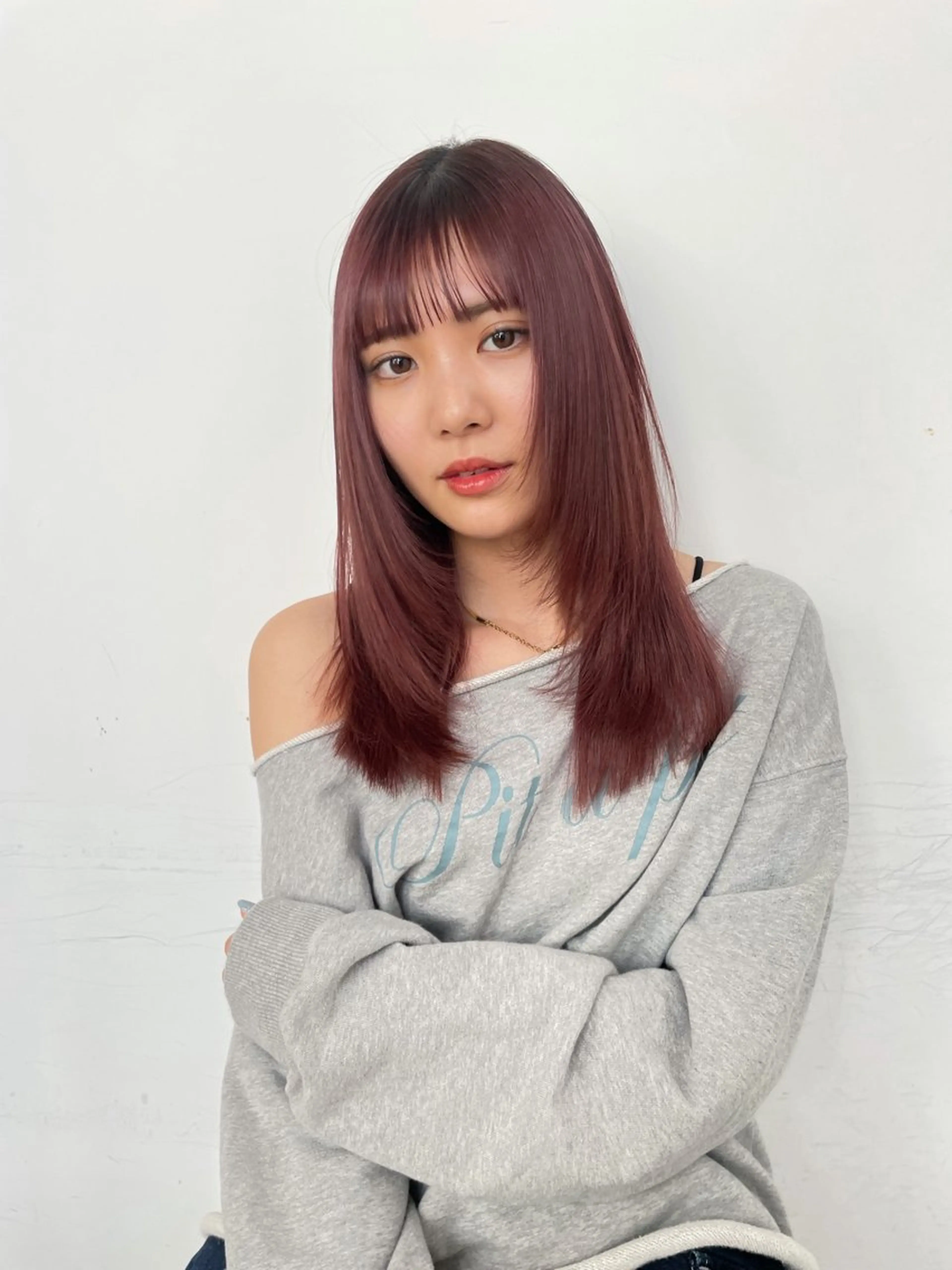 セミロング カラー カット ヘアカラー トリートメント 🎀優姫 🎀  韓国レイヤーのヘアスタイル