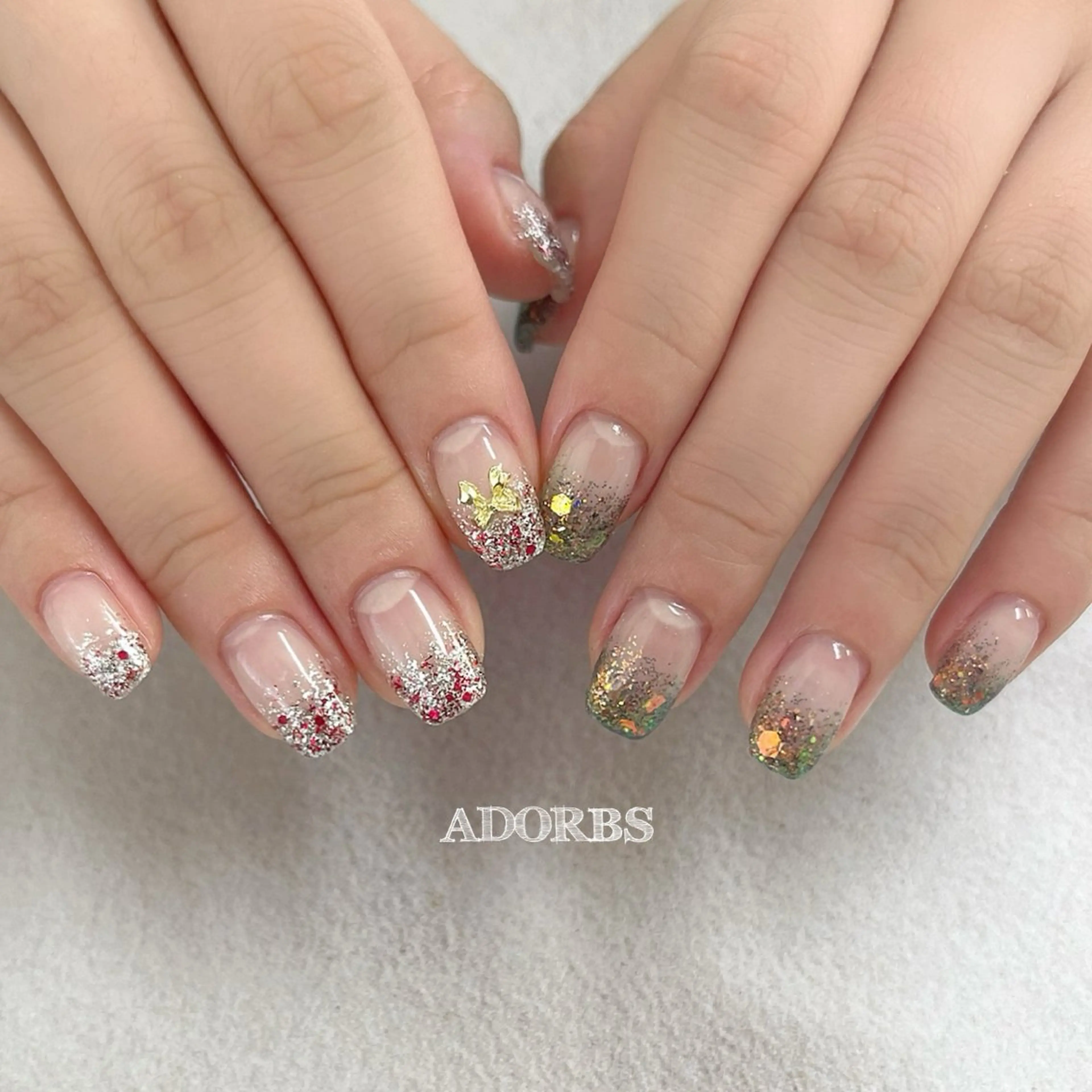 ネイル グラデーション ラメ(グリッター) ラメグラデーション ハンドネイル ADORBS ✩上福岡Ranranのネイルデザイン
