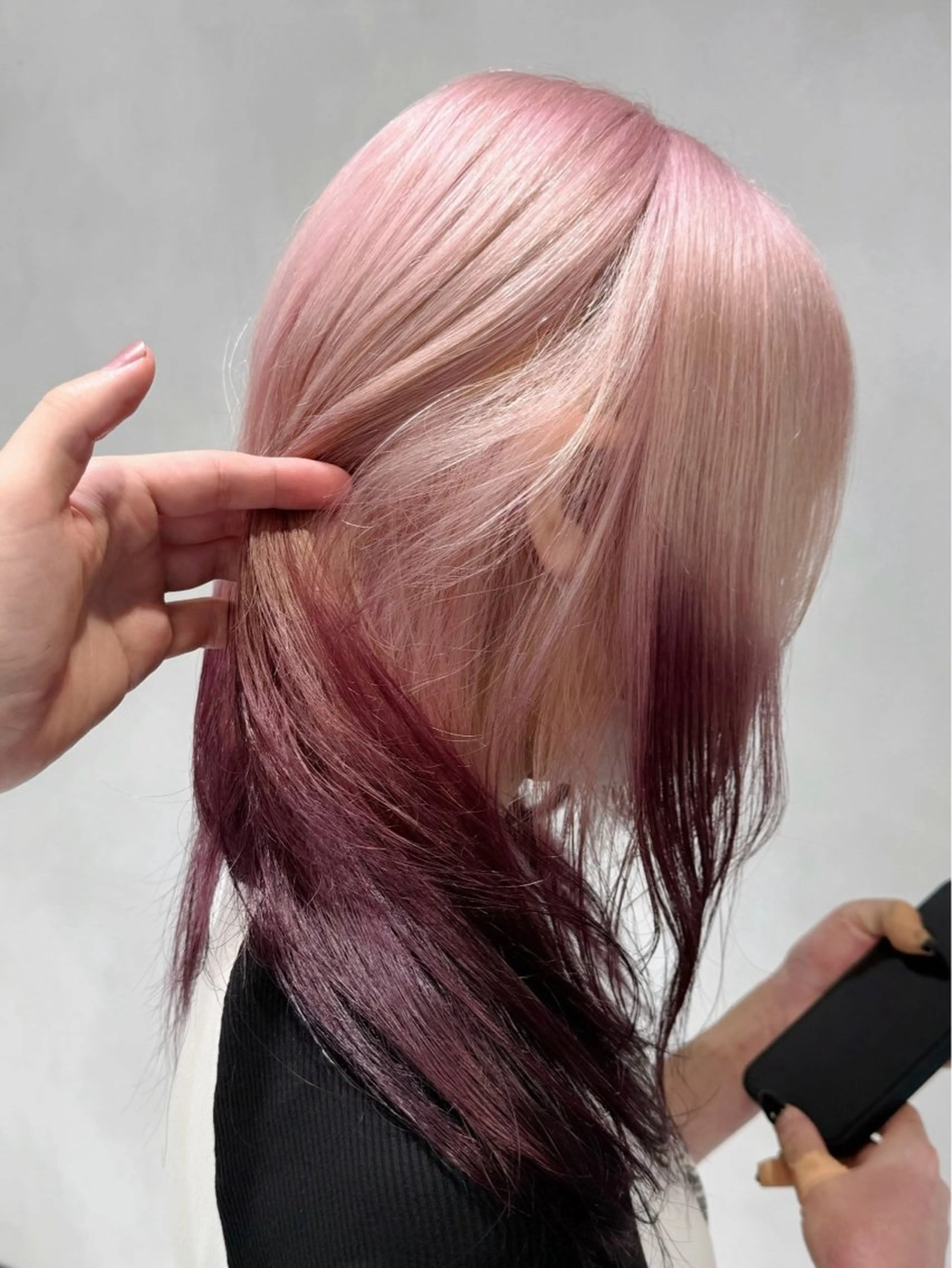 セミロング アッシュ アッシュグレー 髪質改善 タンバルモリ ヨシンモリ ヘアカラー Bob&ハイトーン 専門家CHIHIROのヘアスタイル