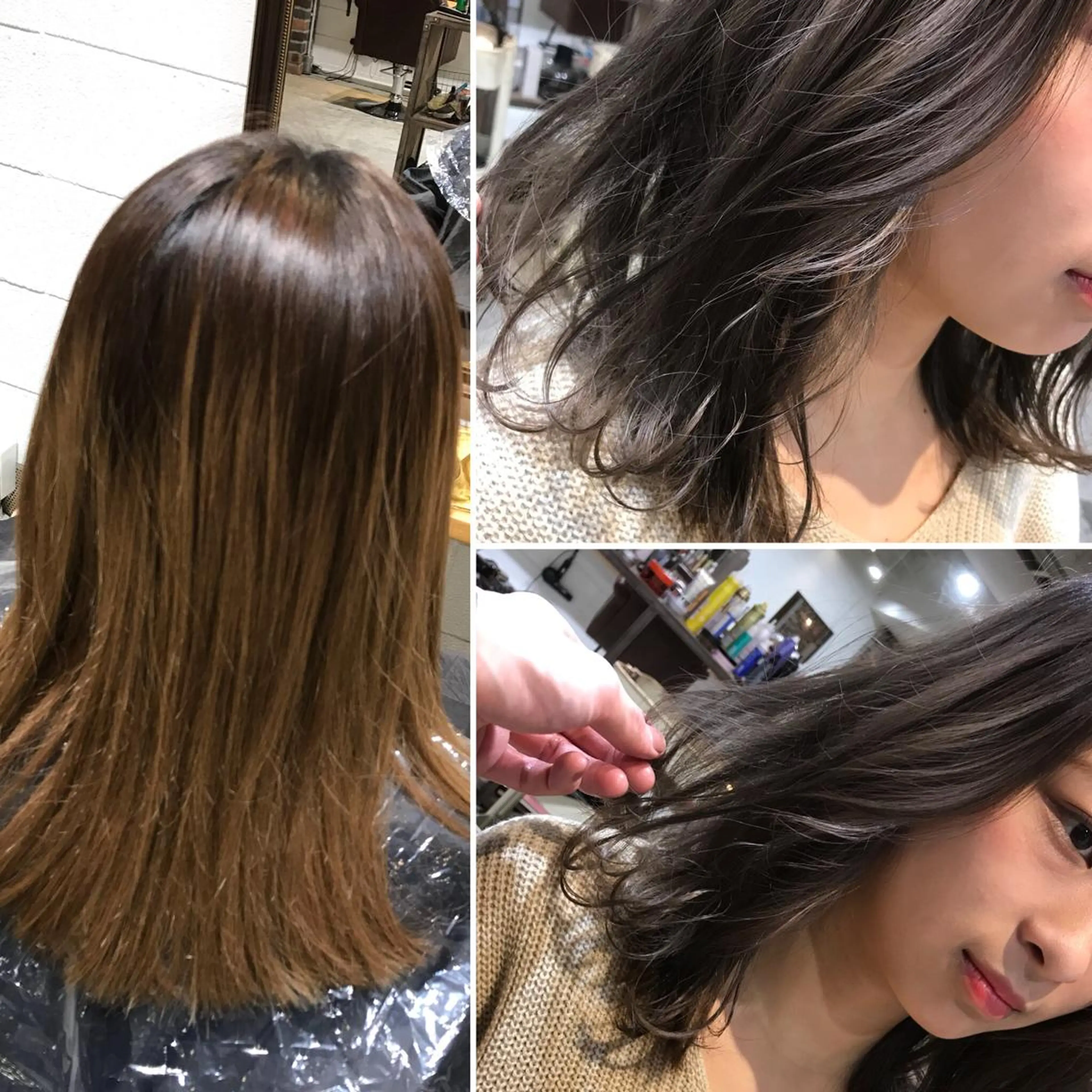 セミロング カラー アッシュ ベージュカラー ブリーチ ブルーカラー ブルーアッシュ 竹嶌 健吾のヘアスタイル