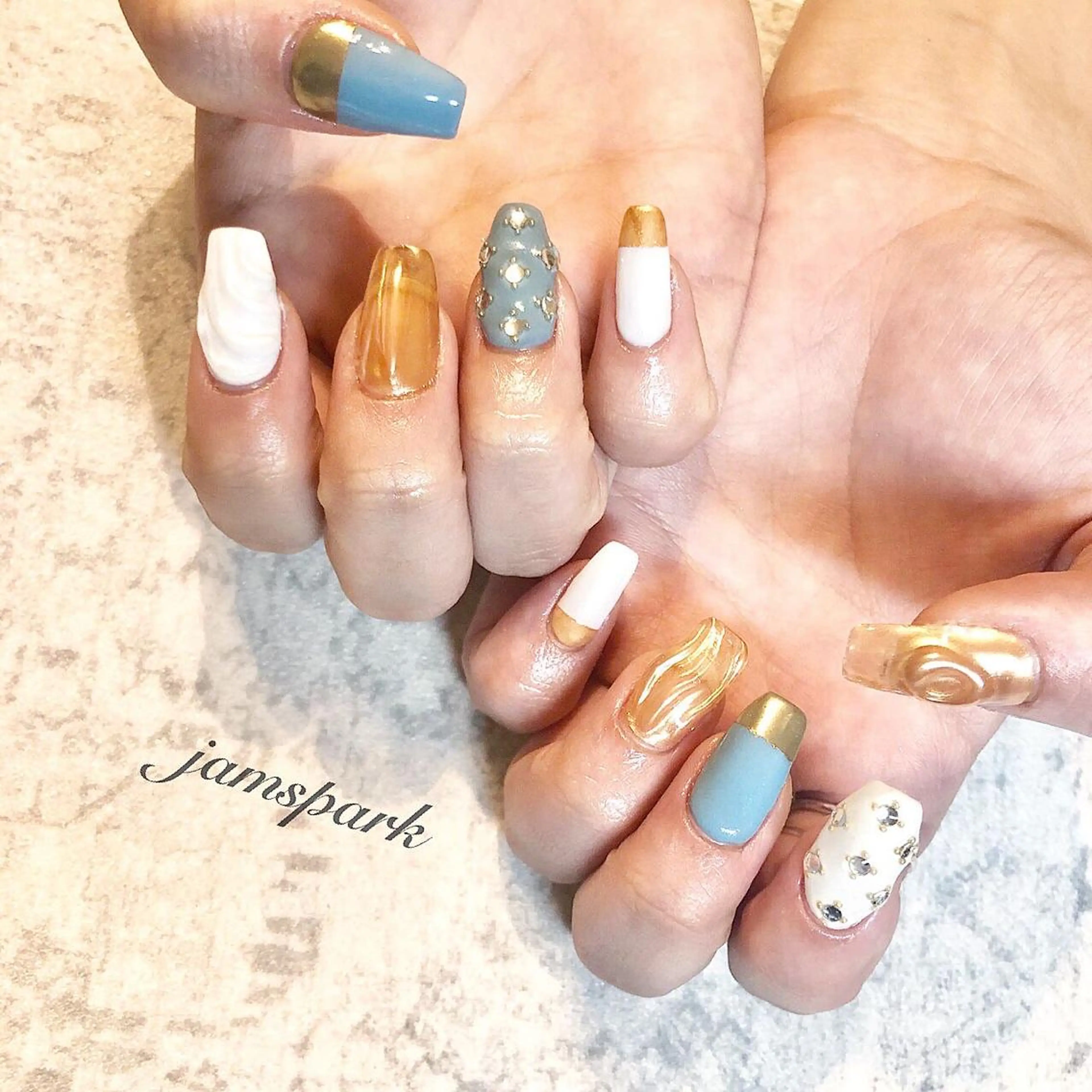 ネイル クリアネイル 長さ出し ミラーネイル ニュアンスネイル 夏ネイル ハンドネイル jamspark ✨のネイルデザイン