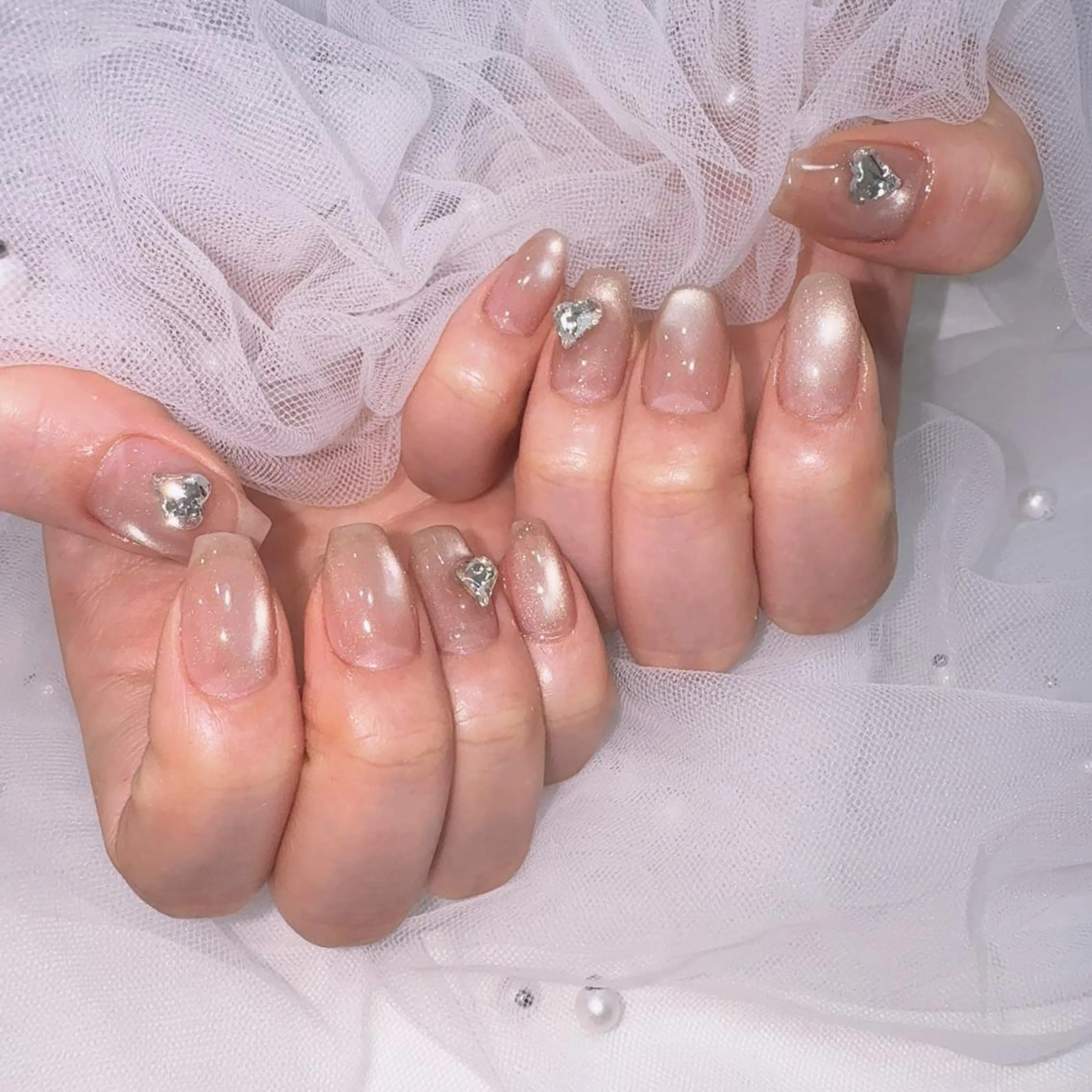 ネイル アートネイル フラッシュネイル フレンチネイル ジェルネイル ガラスフレンチ You&Me Reonaのネイルデザイン