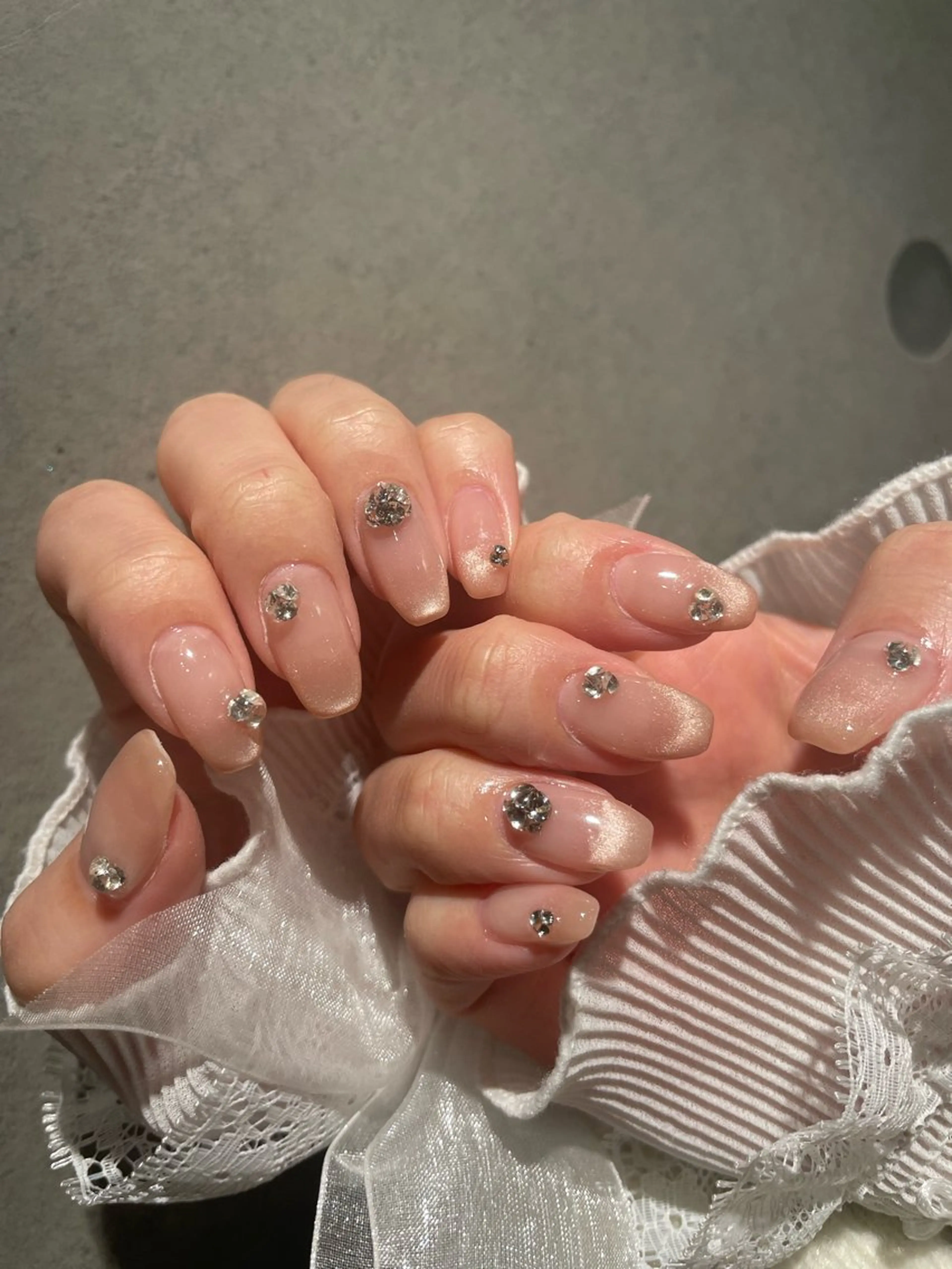 ネイル ピンク ピンクベージュ I-nail Moeのネイルデザイン