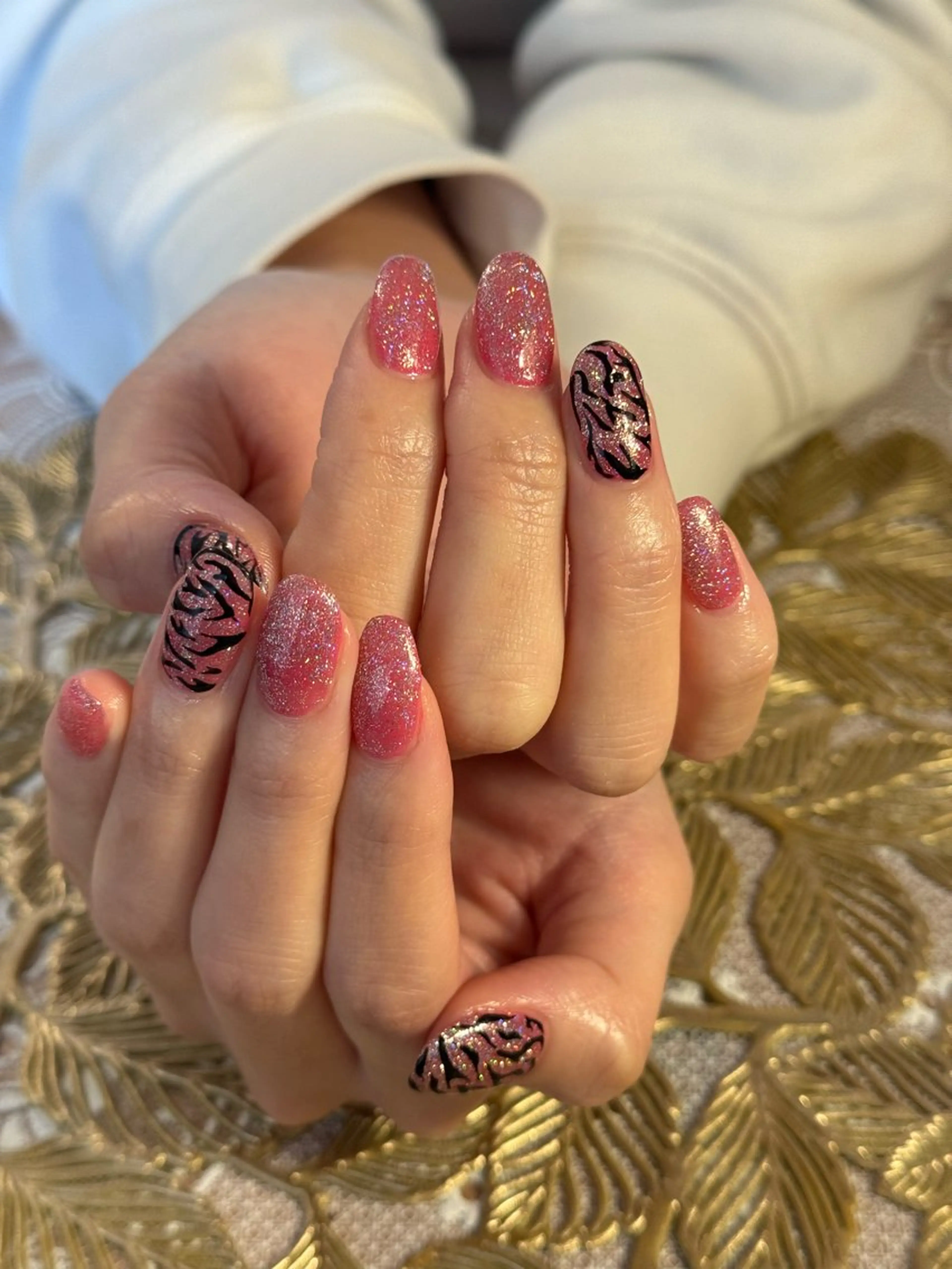 ネイル アニマル柄 フラッシュネイル ピンク CALMIA.,eyelash • eyebrow • wax 2F所属・前田 菜美のネイルデザイン