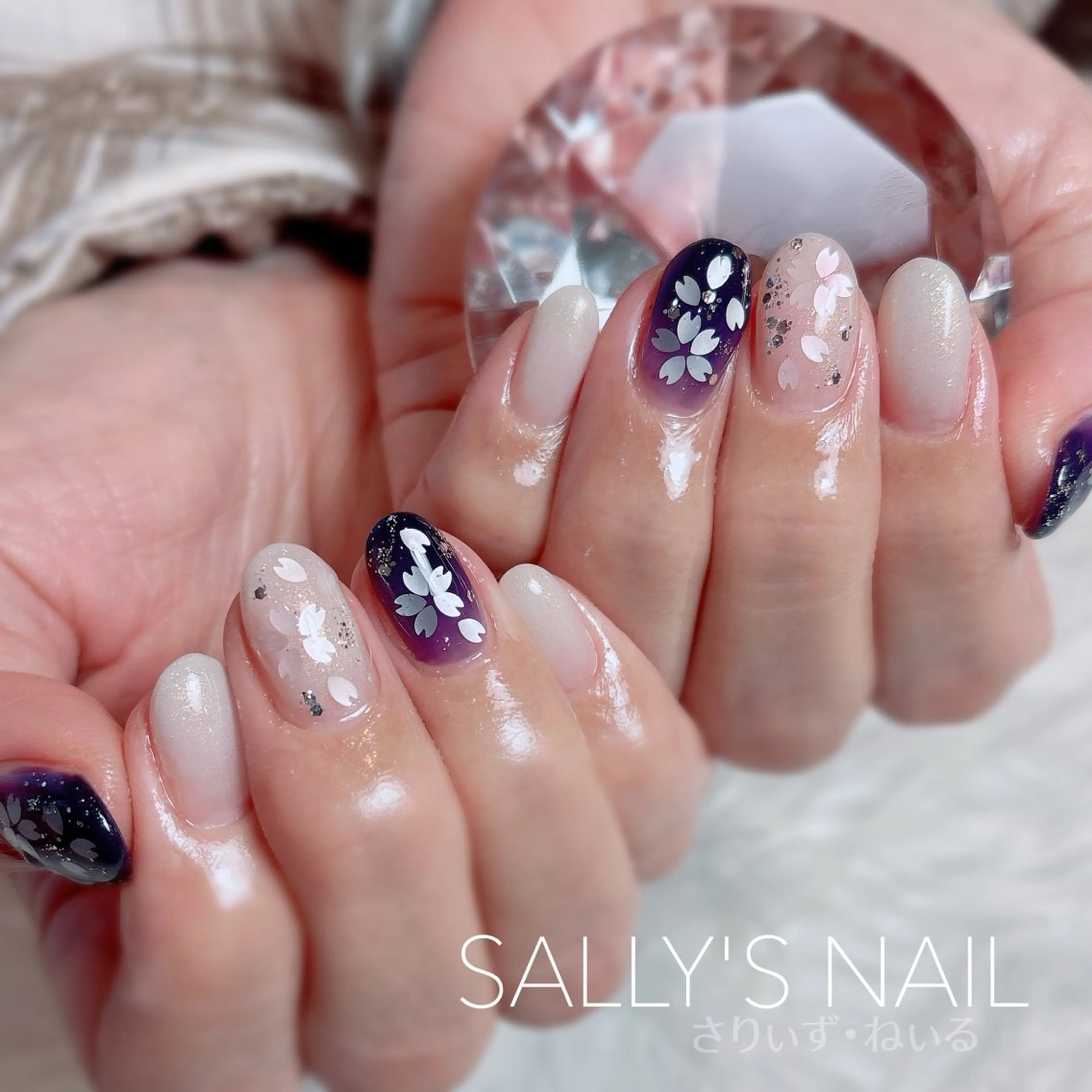 【春ネイル】おまかせアート/春モチーフ🌸桜ホロ、ドライフラワーアート💐フィルインオフ＆ウォーターケア付きで浮きにくいの写真