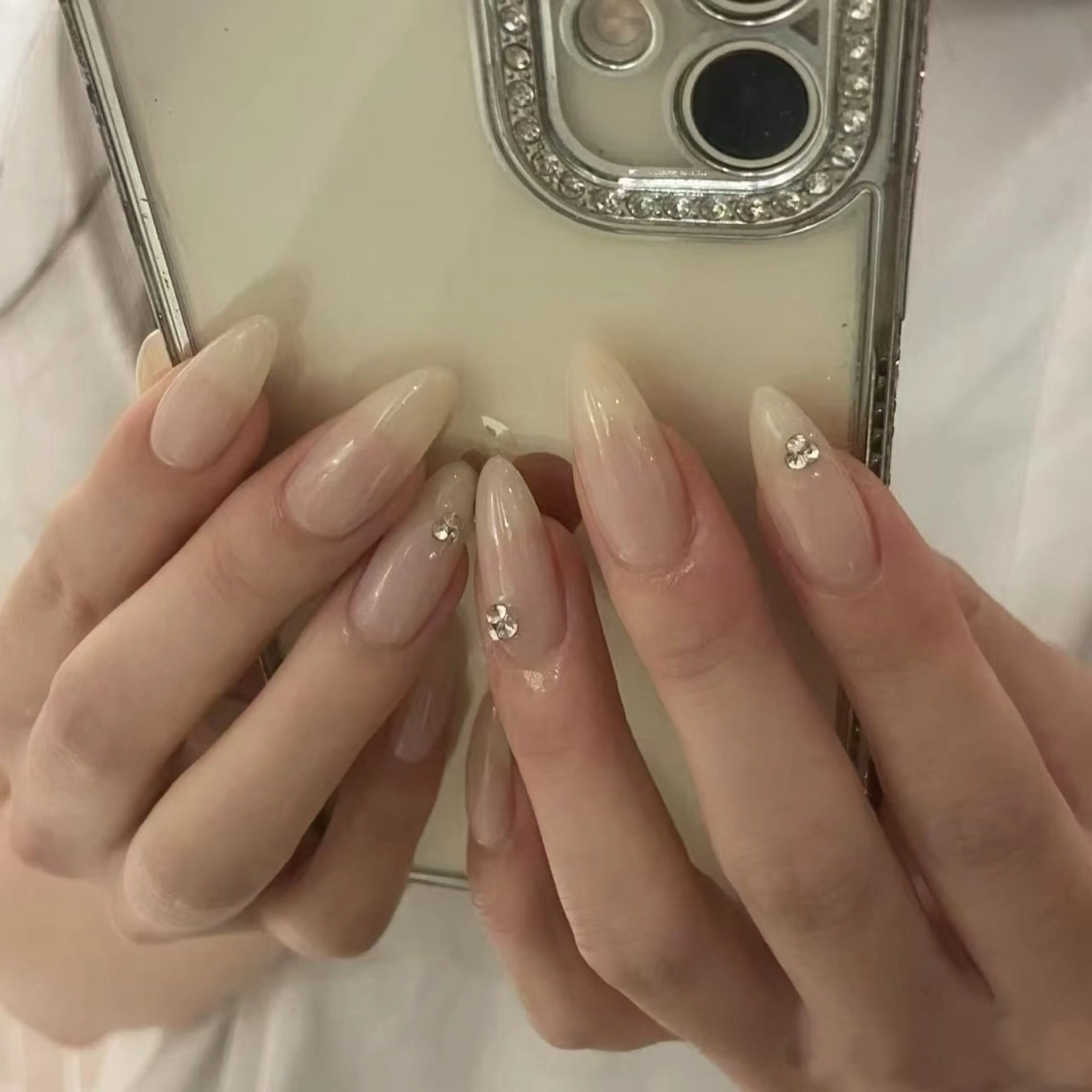 ネイル フラワーネイル フレンチネイル ジェルネイル ガラスフレンチ ハート ハンドネイル BabyYouMi ねねのネイルデザイン