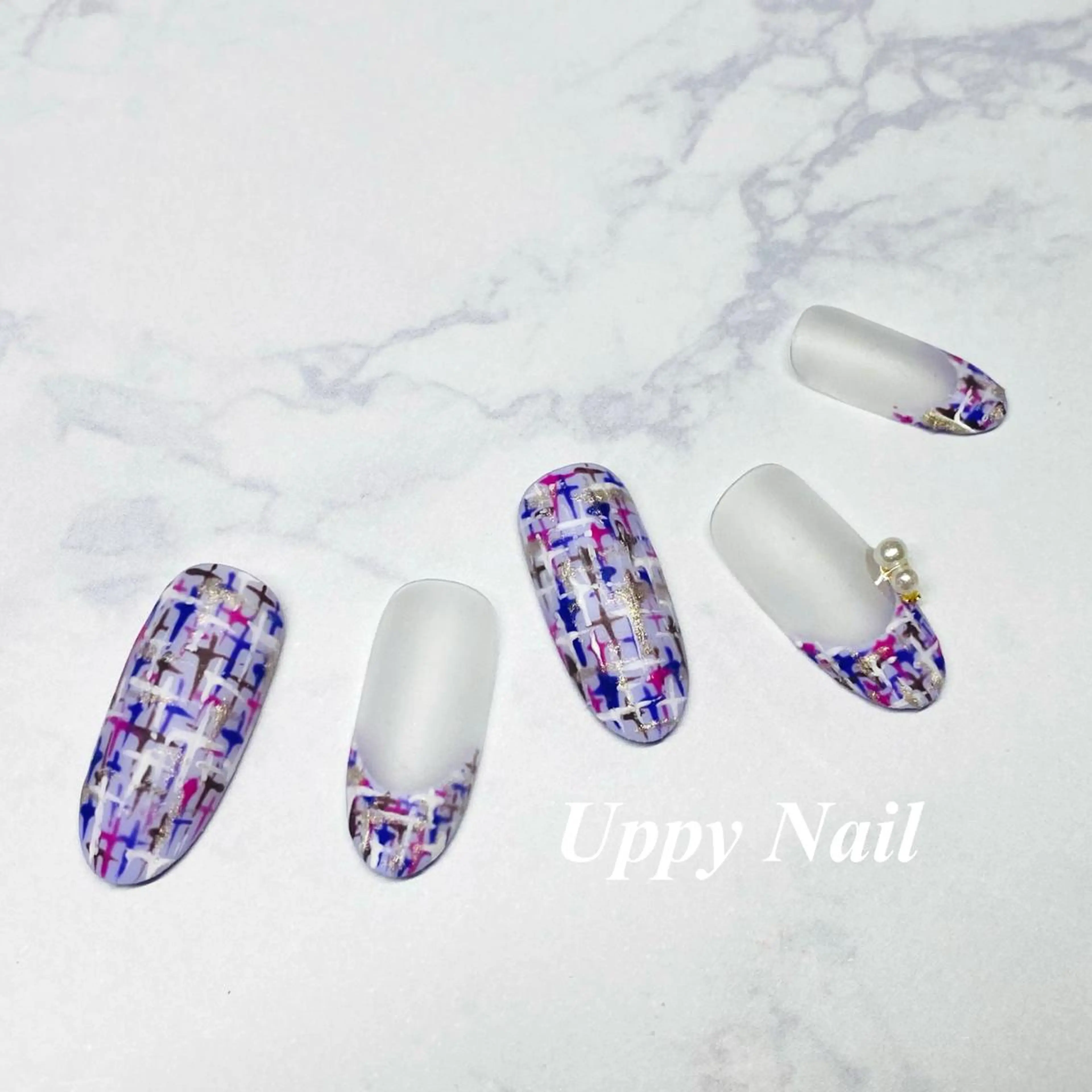 ネイル ツイードネイル ハンドネイル Uppy Nail ukyoのネイルデザイン