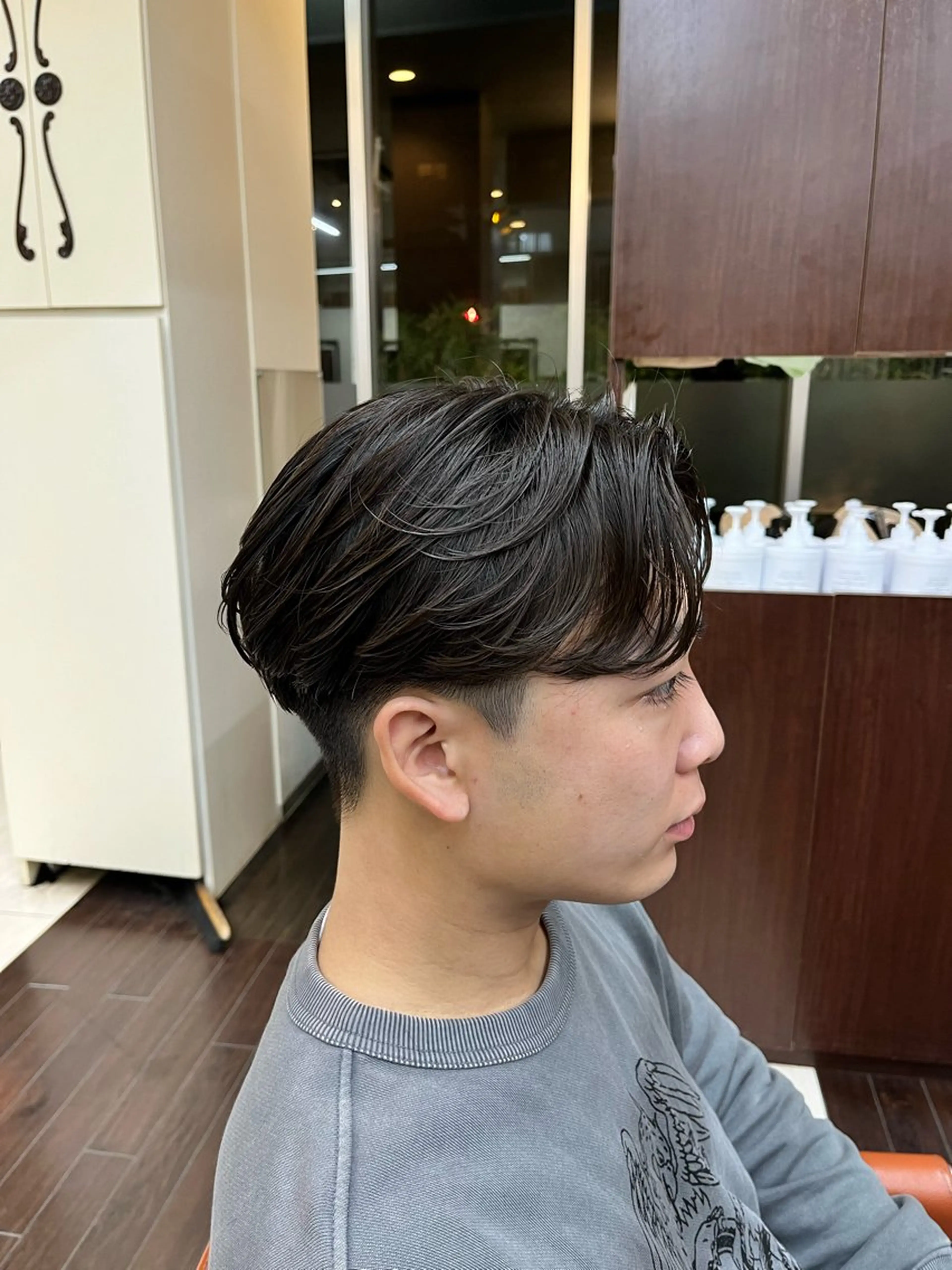 【ミニモ限定‼️】メンズカット+ニュアンスパーマorフェザーパーマ+眉カット+スタイリングレクチャー🧼セットの仕方も❕の写真