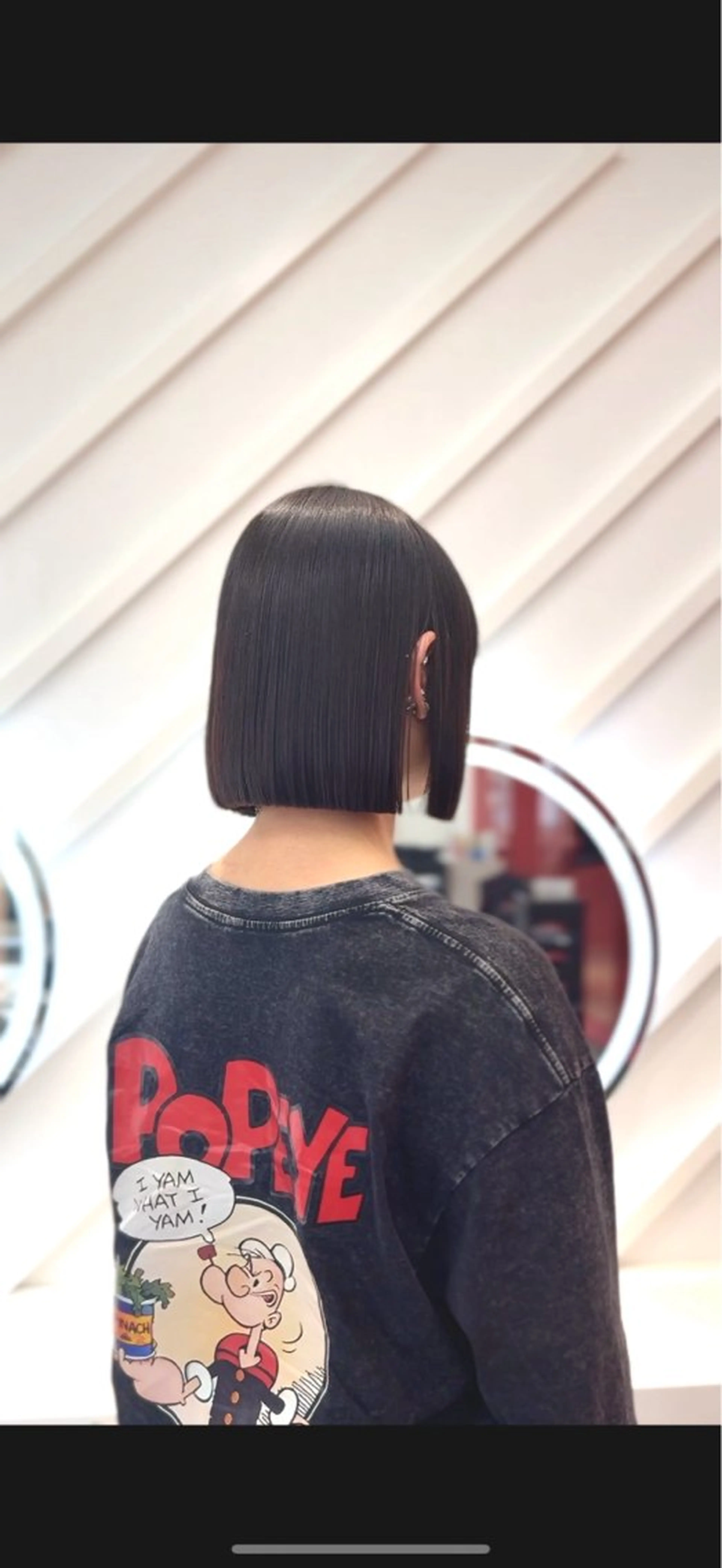 ミディアム カラー ボブ カット ヘアカラー 縮毛矯正 トリートメント 山崎/ボブ縮毛矯正 レイヤー髪質改善のヘアスタイル