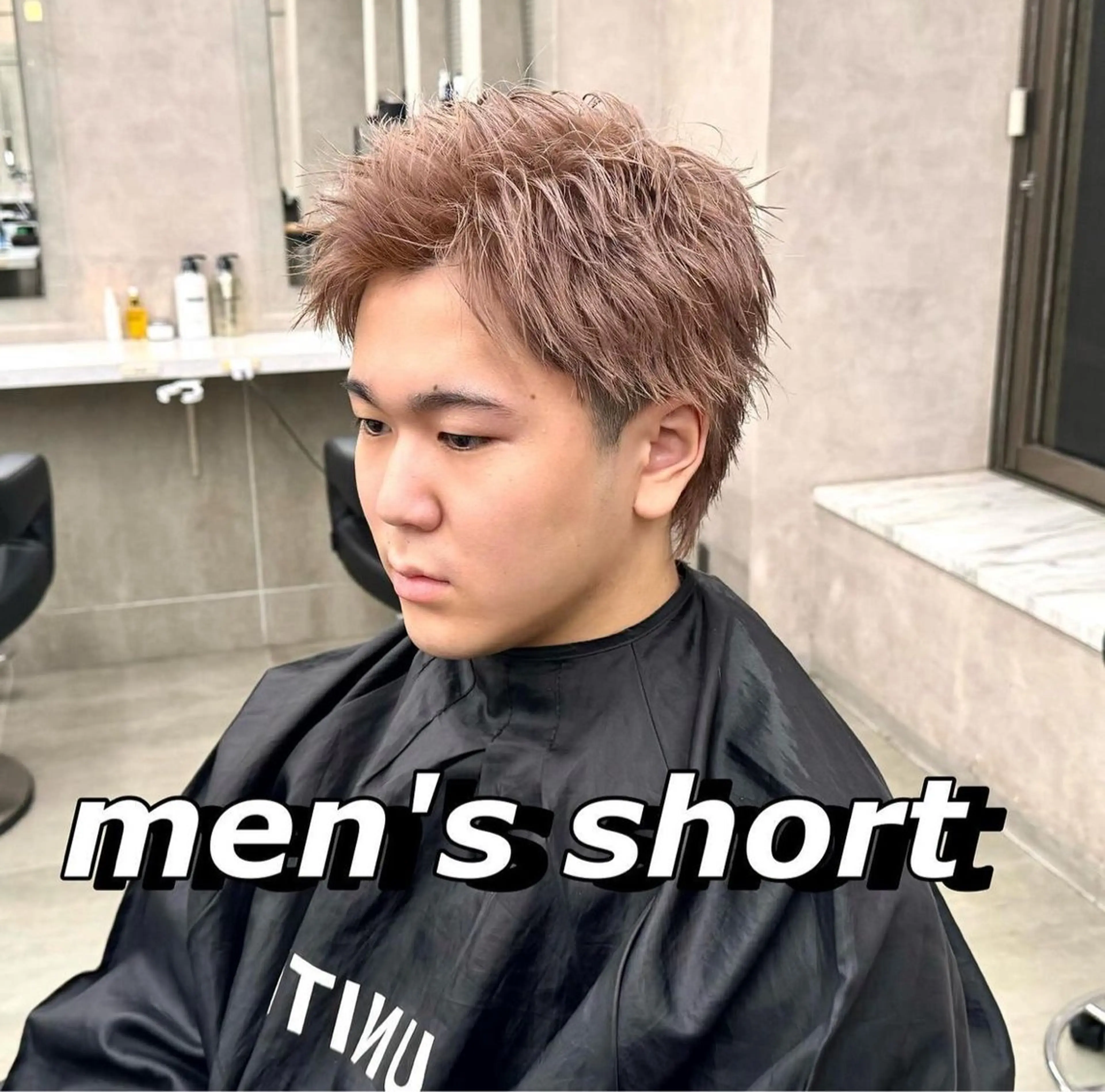 ショート カラー ヘアアレンジ メンズ メンズハイトーン スパイキーショート ベージュカラー ハイトーンカラー ミルクティーベージュ カット ヘアカラー トリートメント ヘアセット 顔まわりカット の達人のヘアスタイル