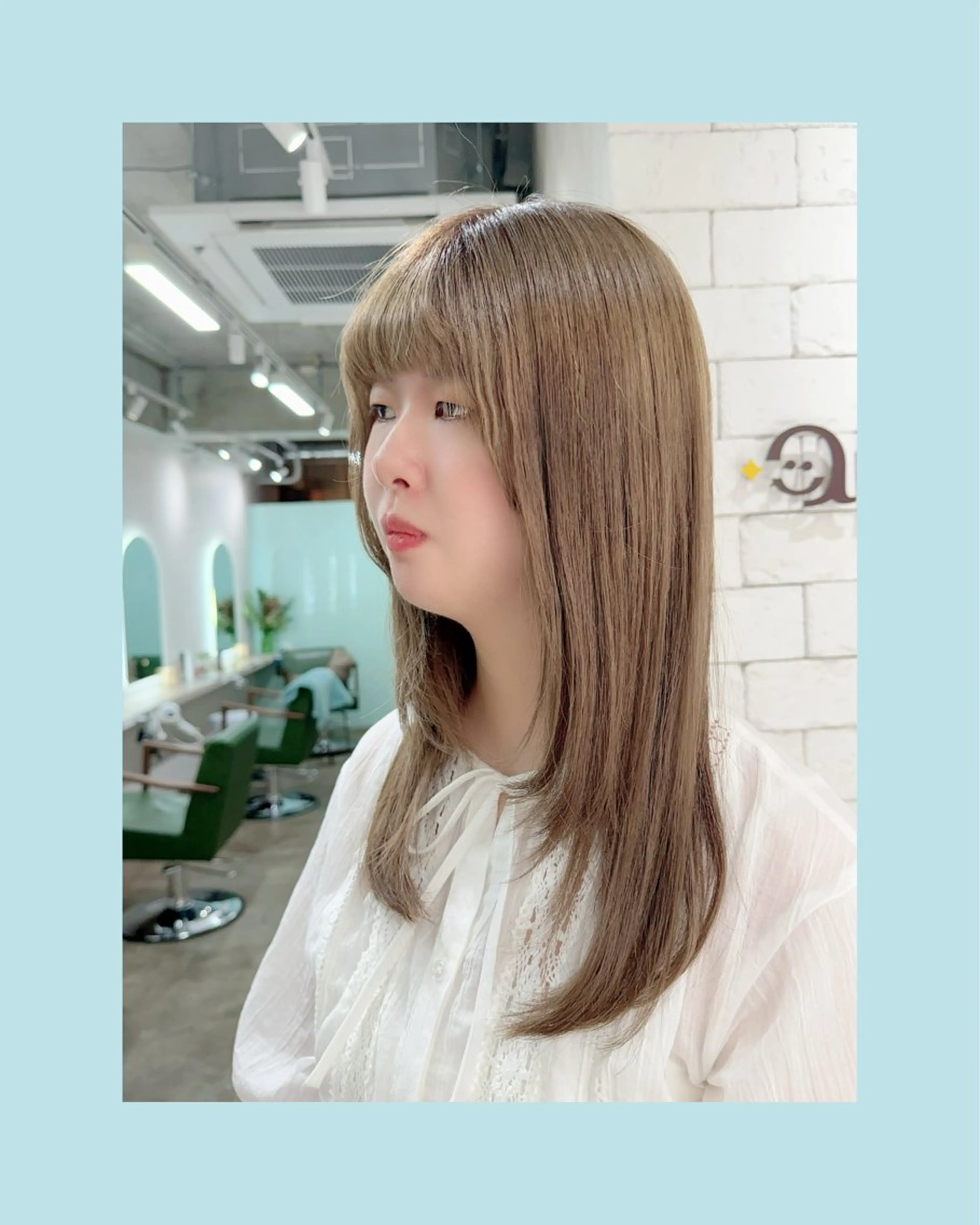 セミロング 顔まわりレイヤー 顔周りカット レイヤーカット カット ヘアカラー トリートメント ヘッドスパ 🕊髪質改善縮毛矯正 /艶髪/関内🕊あべのヘアスタイル