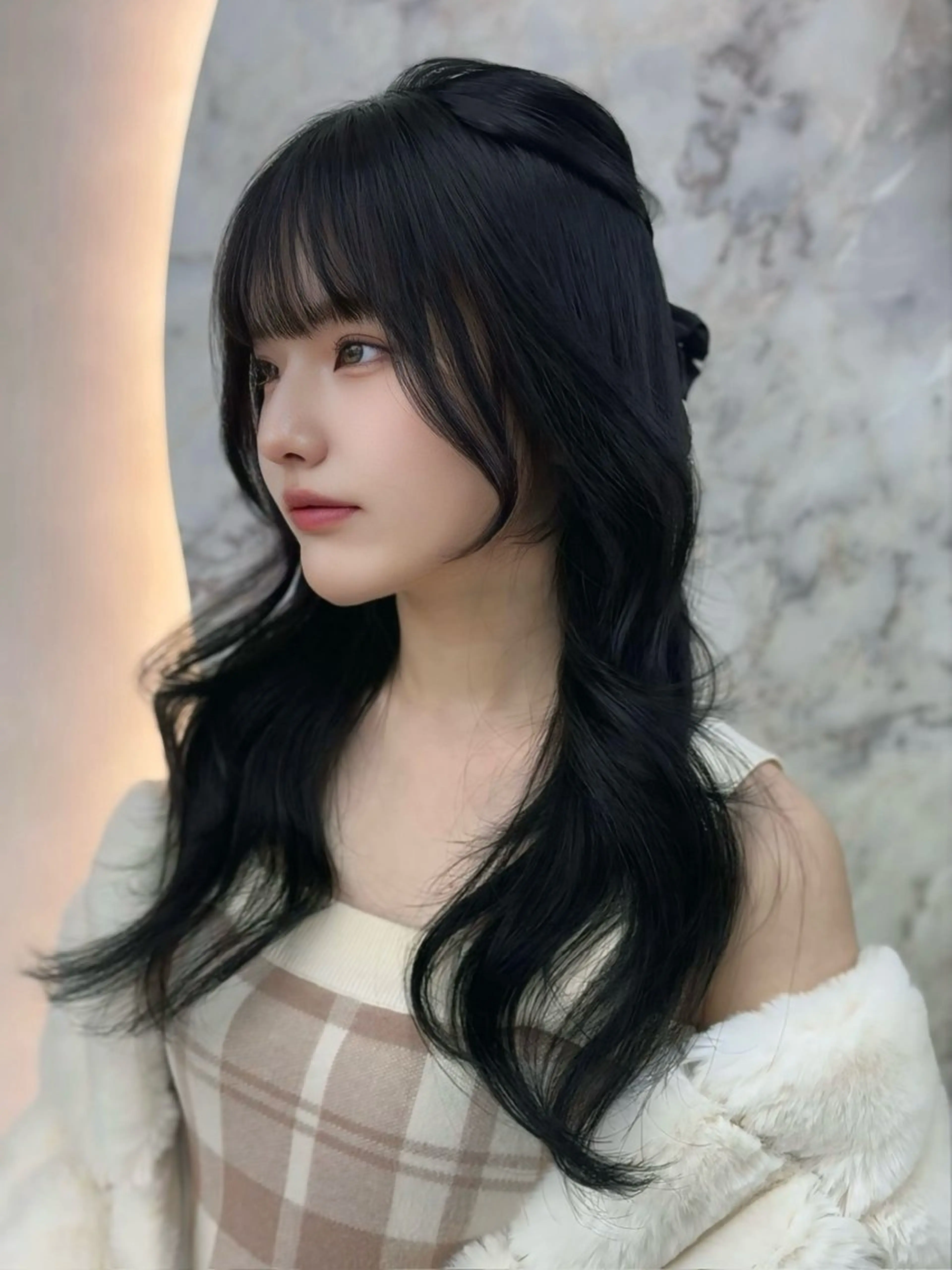 ロング カラー ヘアアレンジ ベージュカラー 黒髪 ブルーカラー ブルーブラック ミルクティーベージュ ️🫧中島遼香🫧 Ess🪽髪質改善のヘアスタイル