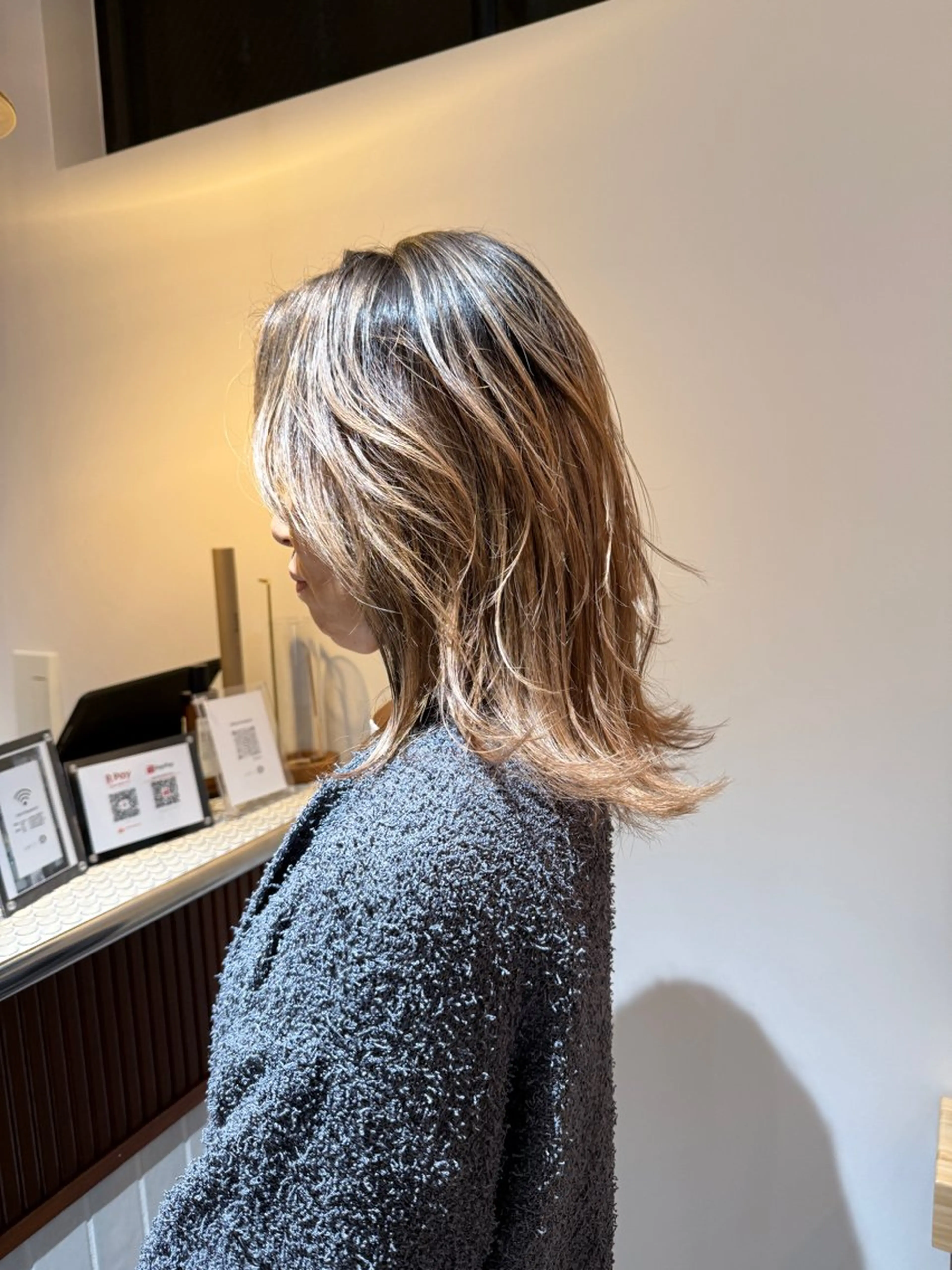 セミロング カラー バレイヤージュ レイヤーカット カット ヘアカラー トリートメント opus 店長大和 レイヤー/赤み消しのヘアスタイル