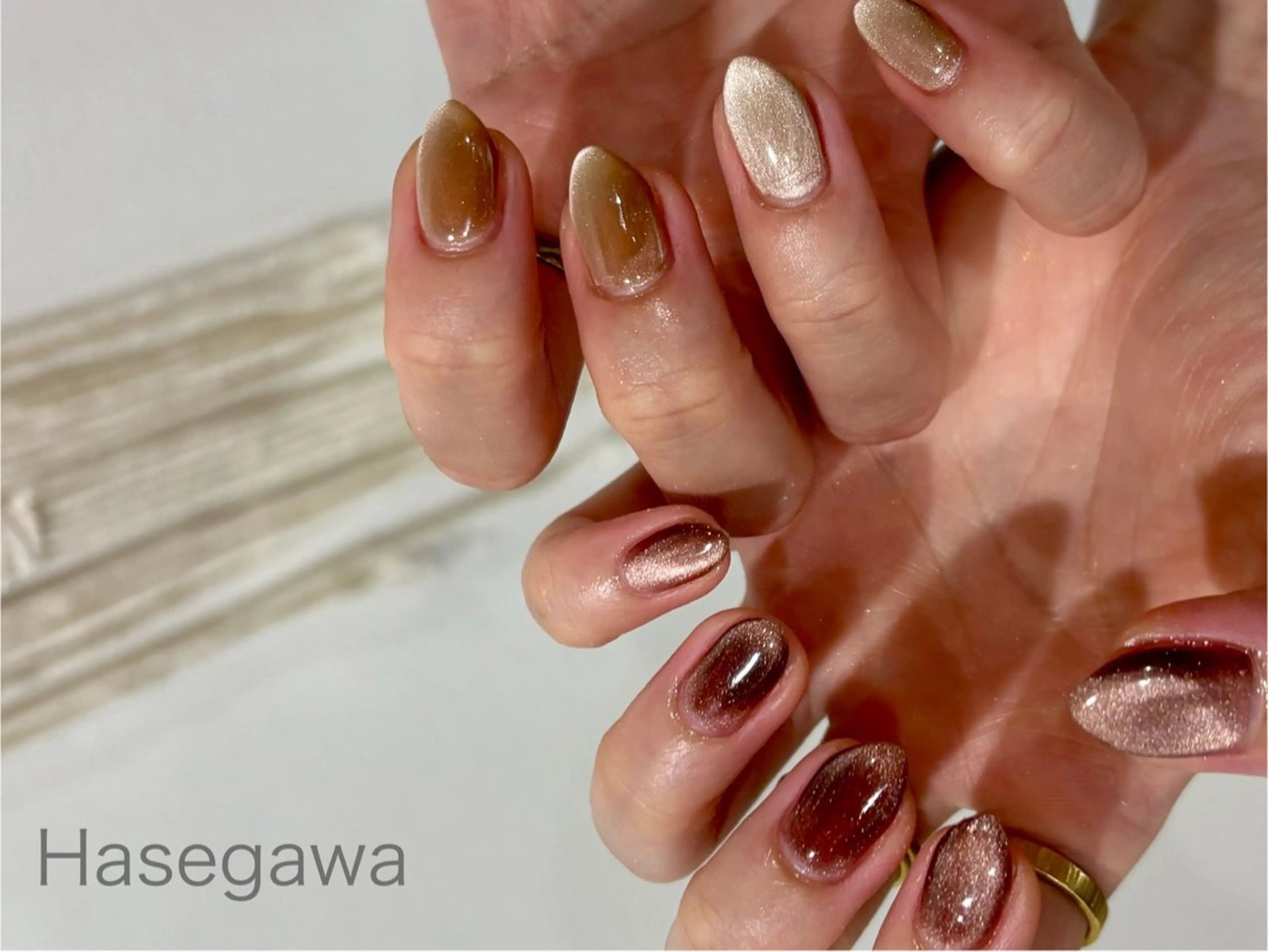 ネイル ブラウン ハンドネイル DROP所属・DROP 長谷川のネイルデザイン