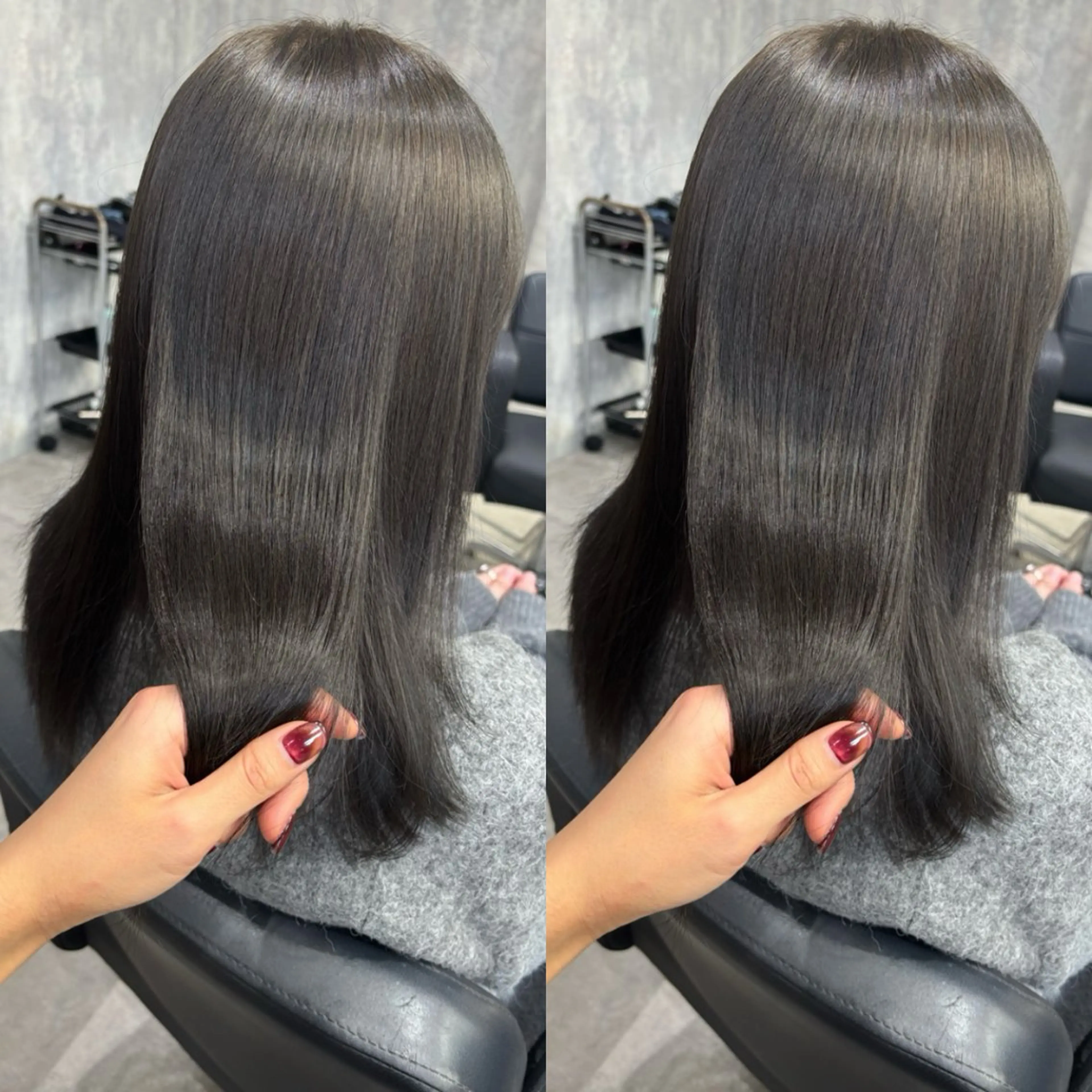 ミディアム カラー ヘアアレンジ カット ヘアカラー トリートメント kei/透明感カラー /ベージュ/髪質改善のヘアスタイル