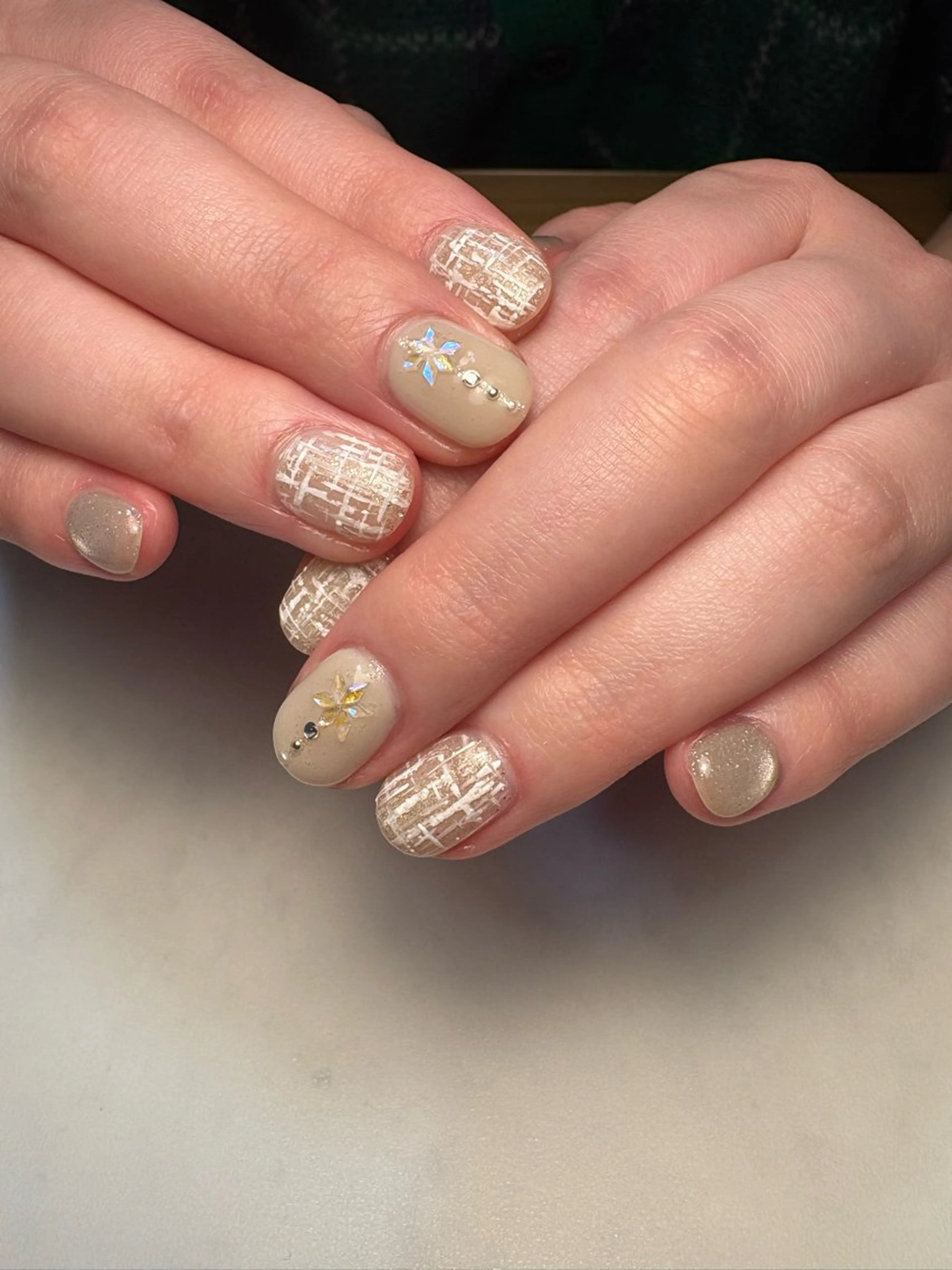 ネイル ショートネイル ツイードネイル ハンドネイル nailsalon mimi所属・後藤 美久のネイルデザイン