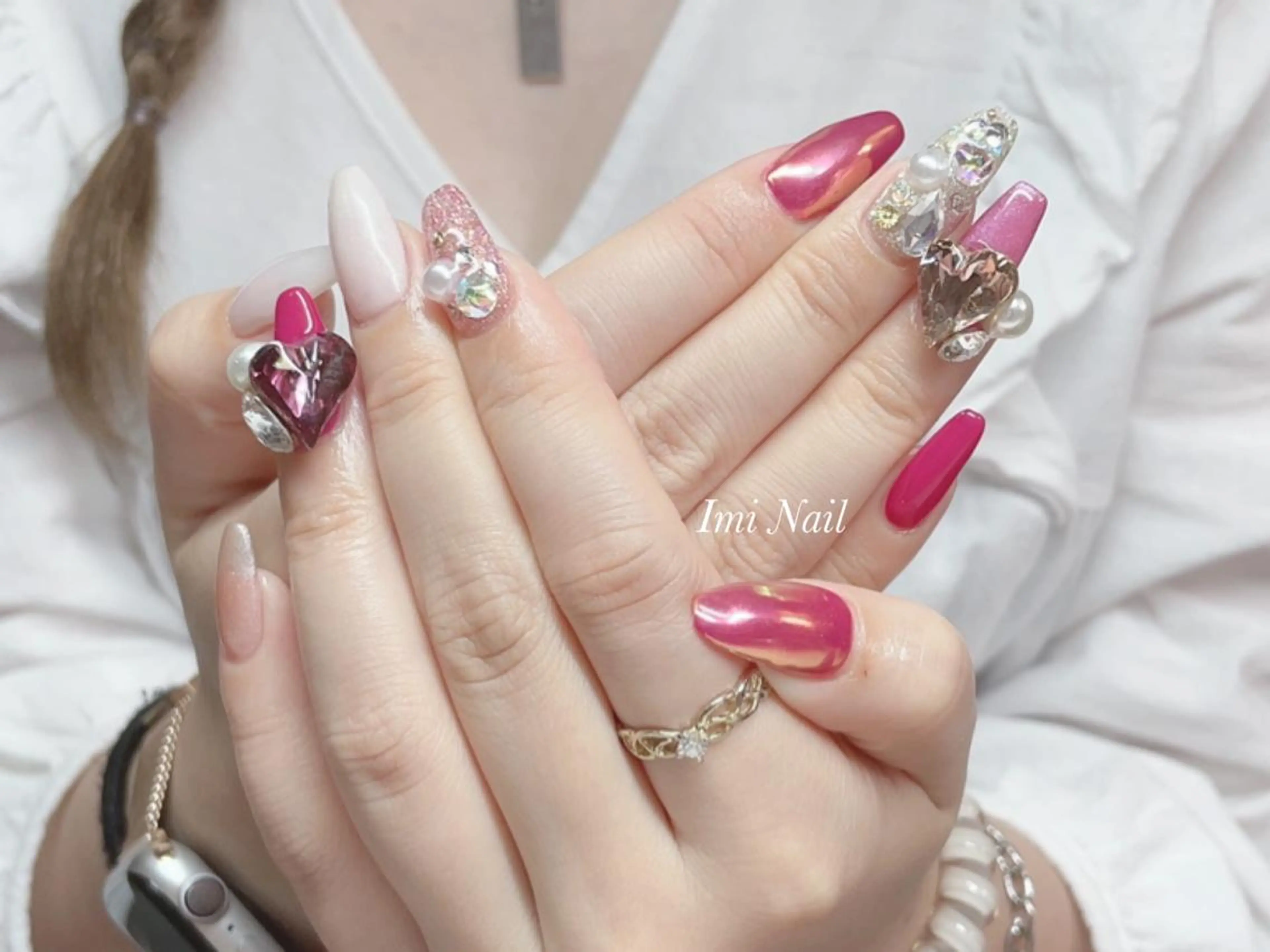 ネイル ハート ハンドネイル Imi Nail所属・Imi Nail 🫧🎀hirokaのネイルデザイン