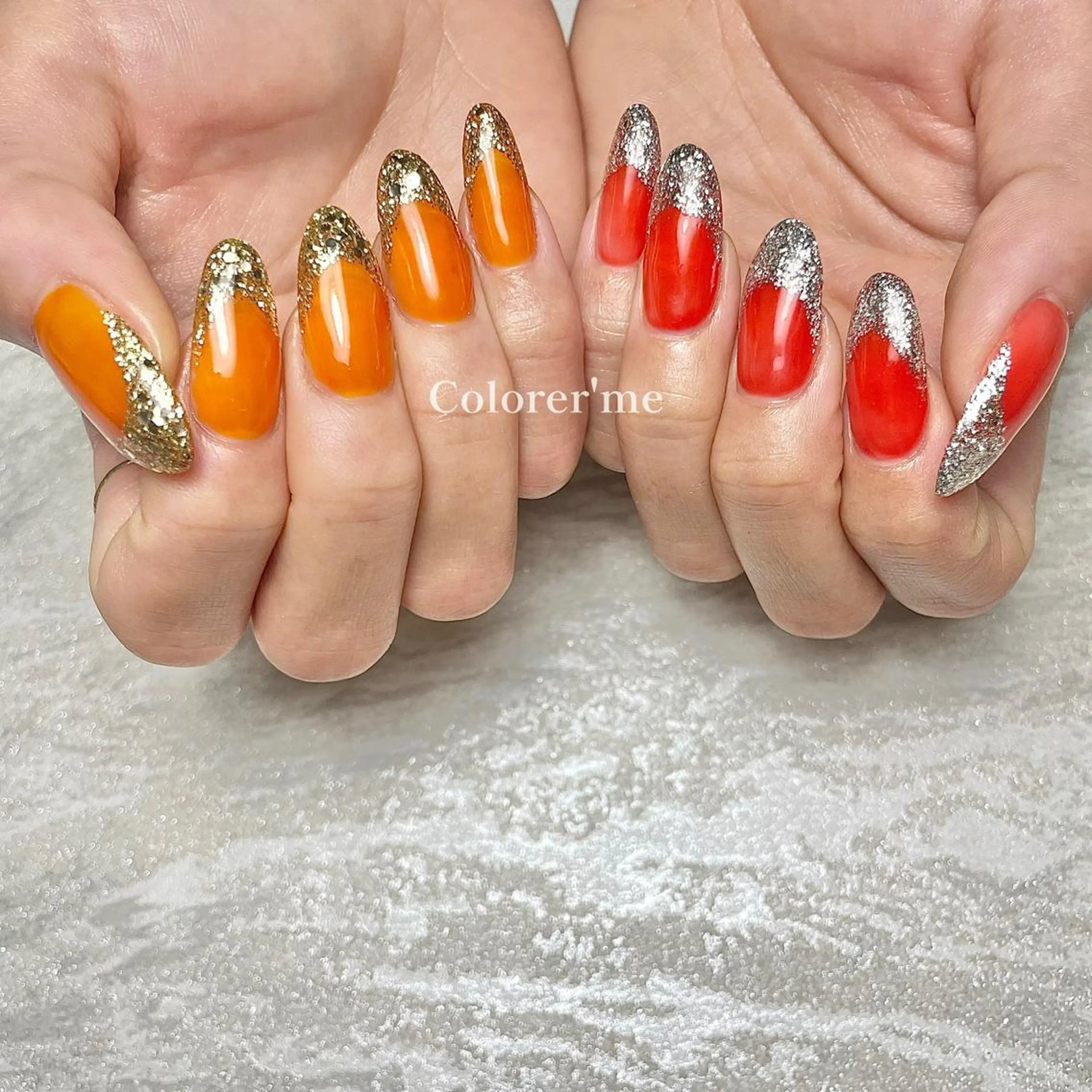 ネイル アートネイル フレンチネイル ラメ(グリッター) Colorer'me クロレミーのネイルデザイン