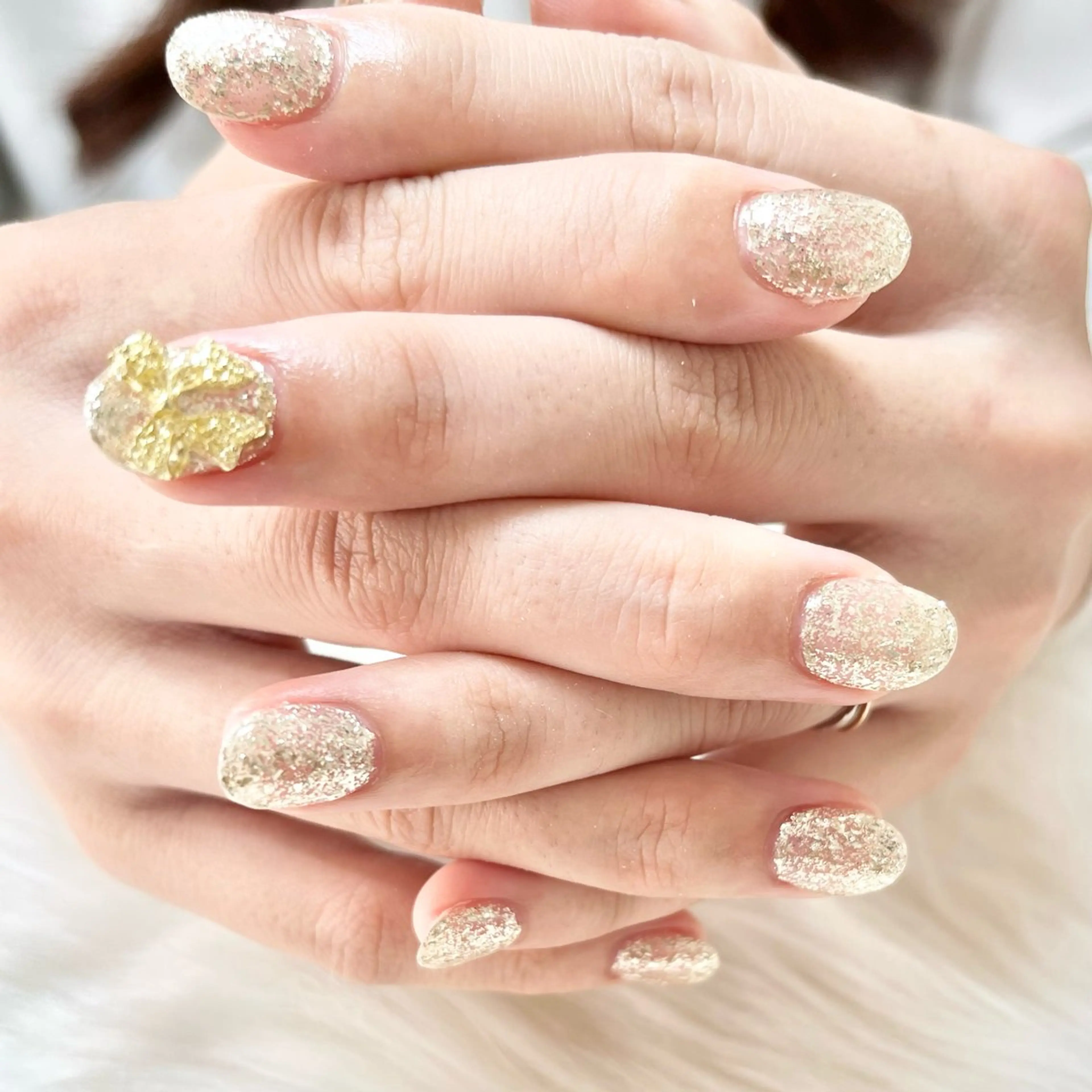 ネイル ゴールド ラメ(グリッター) リボン シルバー ハンドネイル フットネイル nailsister ただのネイルデザイン