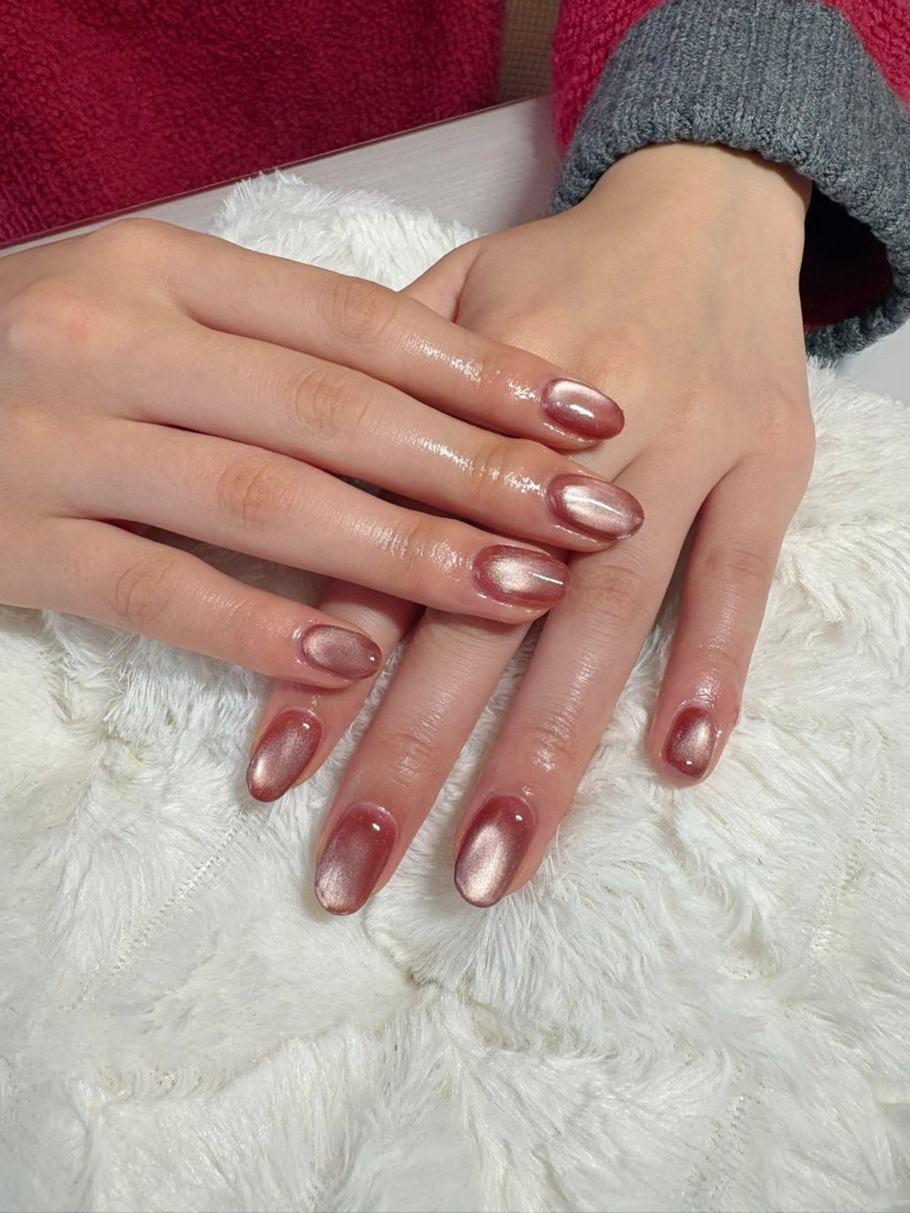 ネイル ボルドー ブラウン マグネットネイル ハンドネイル non nail ⭐︎のネイルデザイン