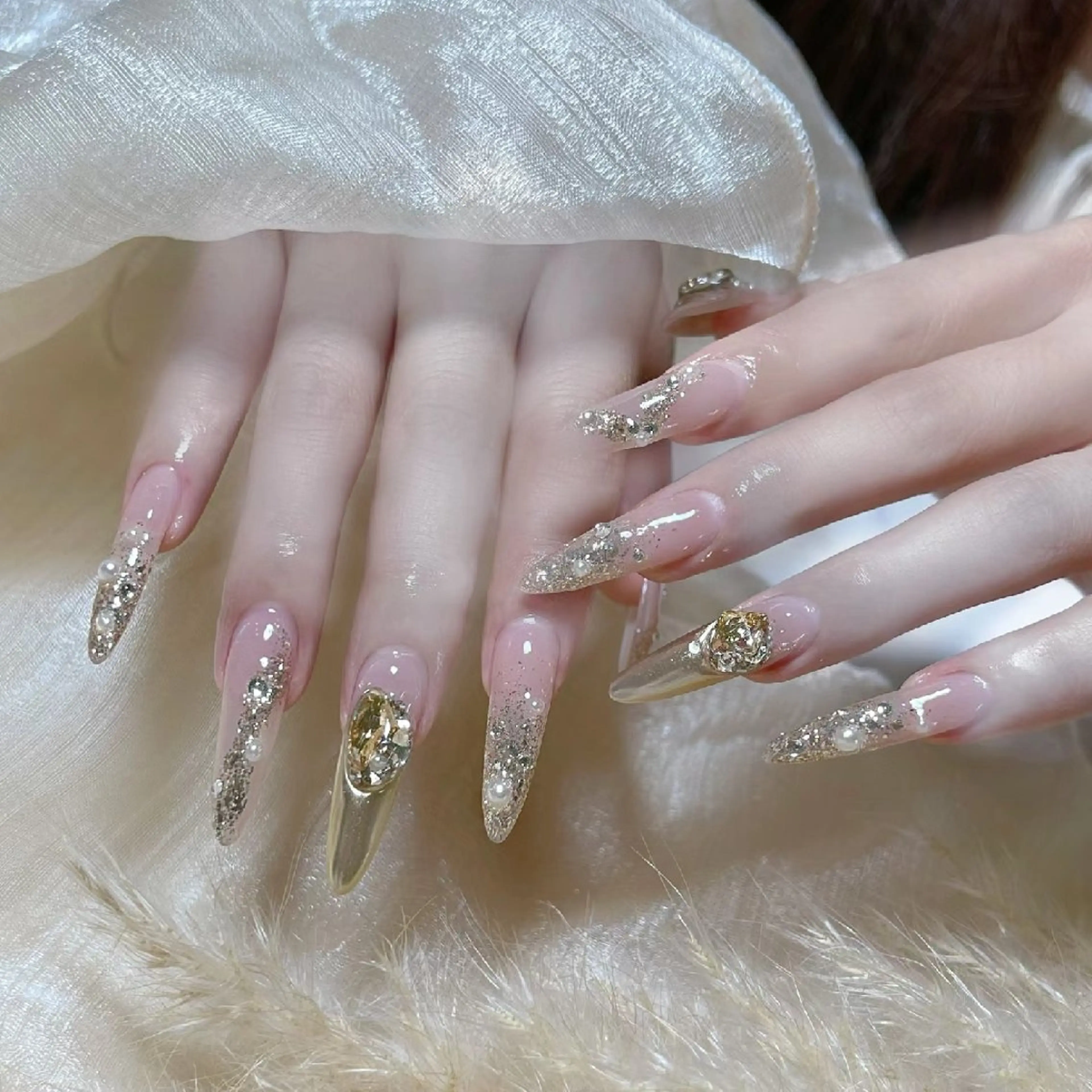 ネイル ネイリストゆか💅 長さだし、深爪矯正のネイルデザイン