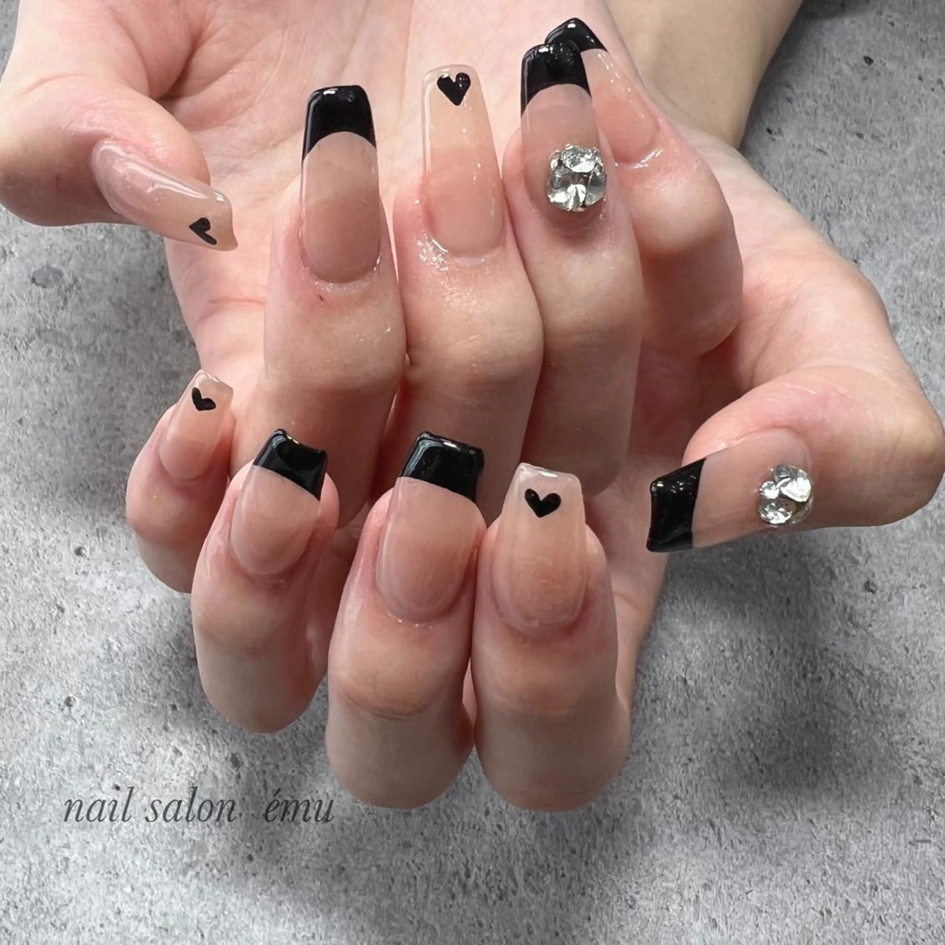 ロング ネイル スカルプネイル ハンドネイル nail salon émuのネイルデザイン