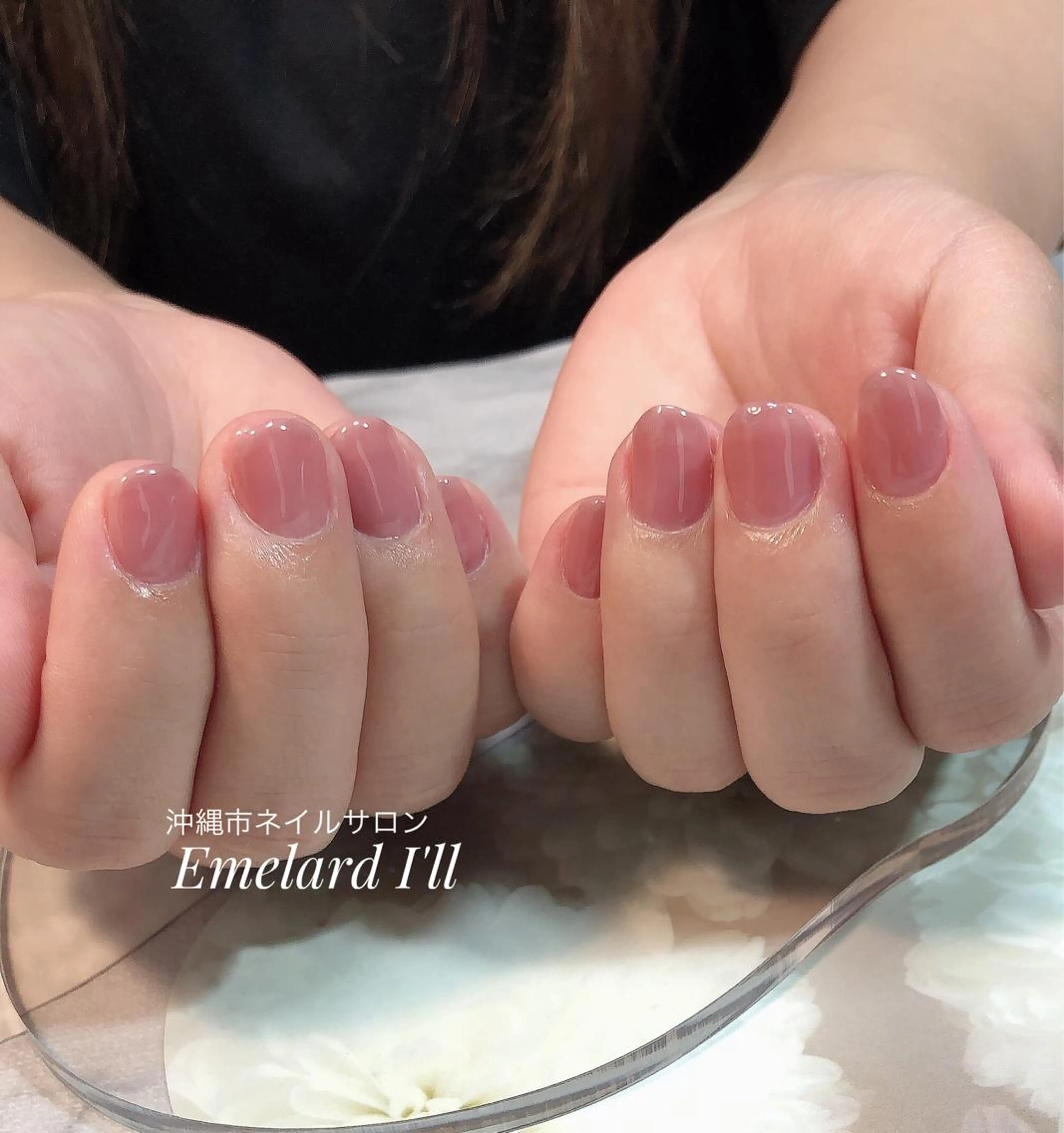 ネイル ワンカラーネイル ピンク ハンドネイル 沖縄市ネイルサロン エメラルドアイルのネイルデザイン