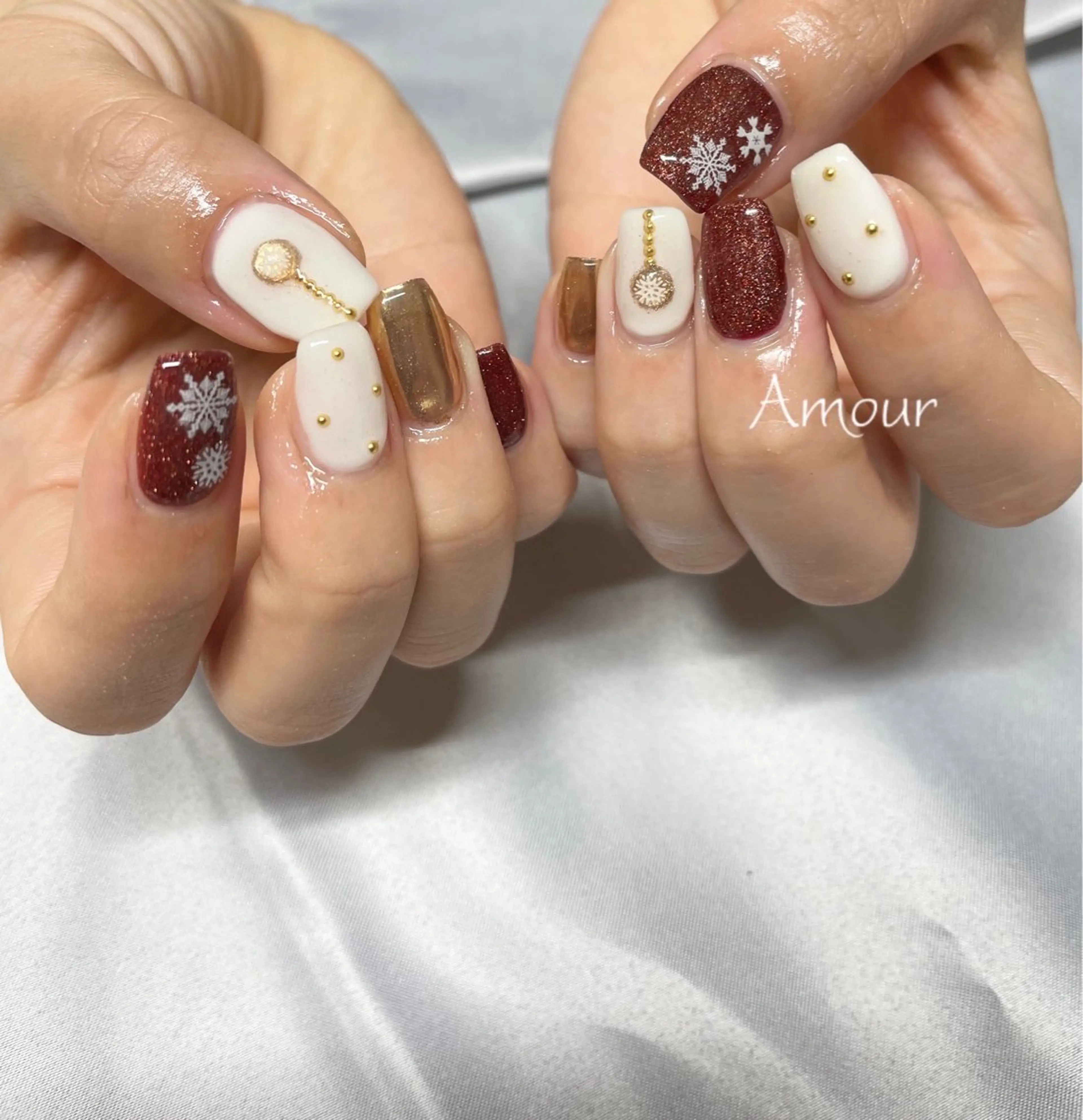 ネイル 冬ネイル クリスマス ハンドネイル Nail Salon Amourのネイルデザイン