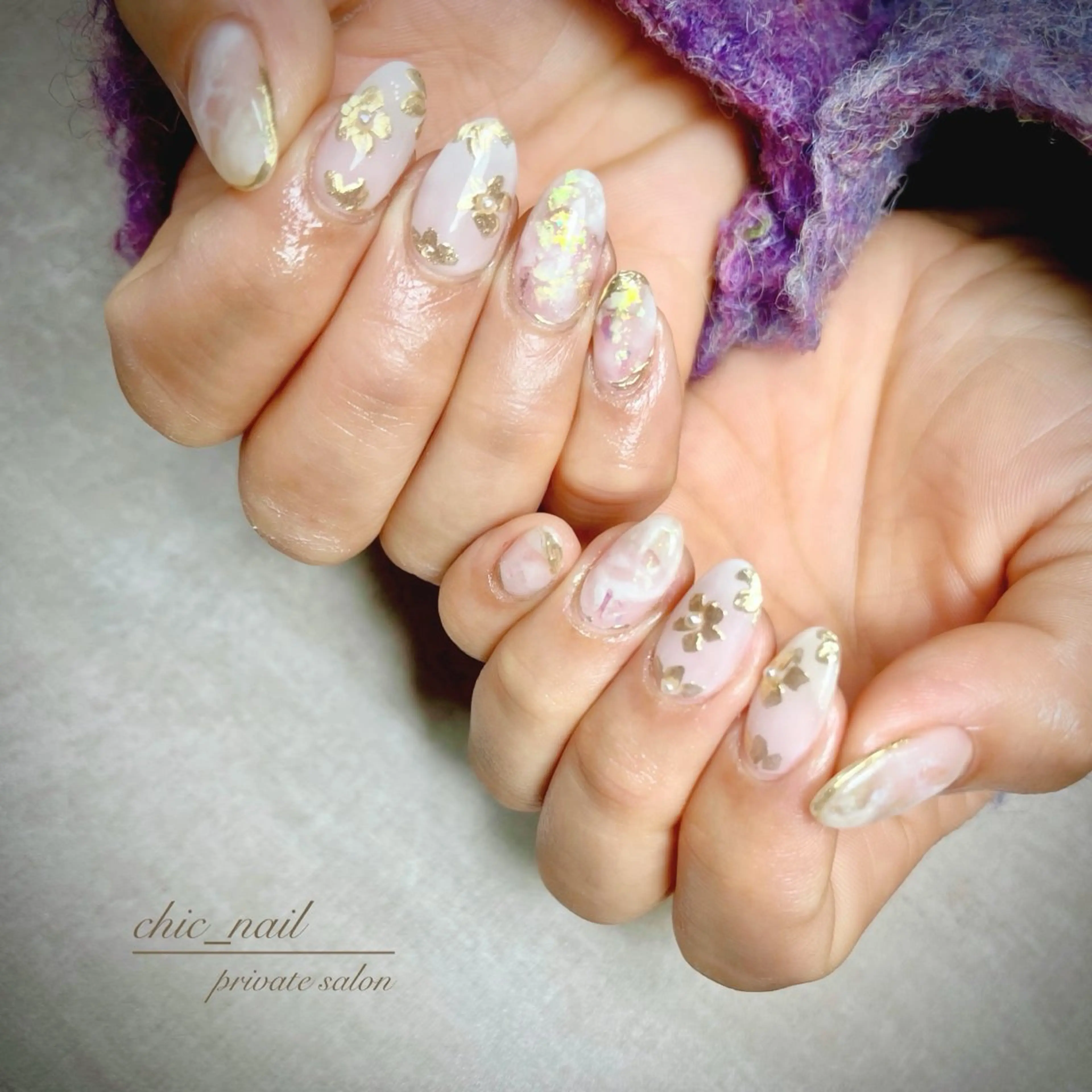 ネイル フラワーネイル ミラーネイル ニュアンスネイル chic_nail chieのネイルデザイン