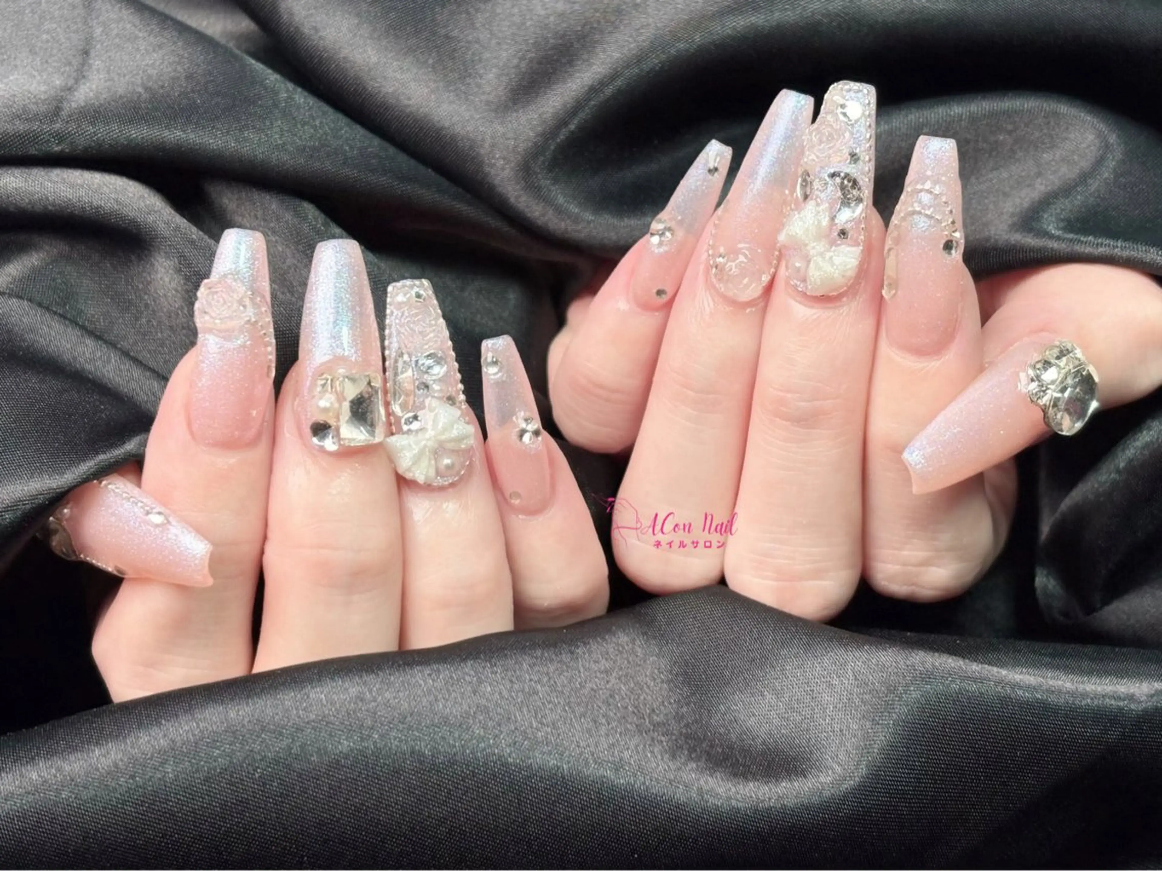 ネイル 桜ネイル 長さ出し フラワーネイル フレンチネイル ジェルネイル ハンドネイル AConNailSalon所属・ACon NailSalonのネイルデザイン