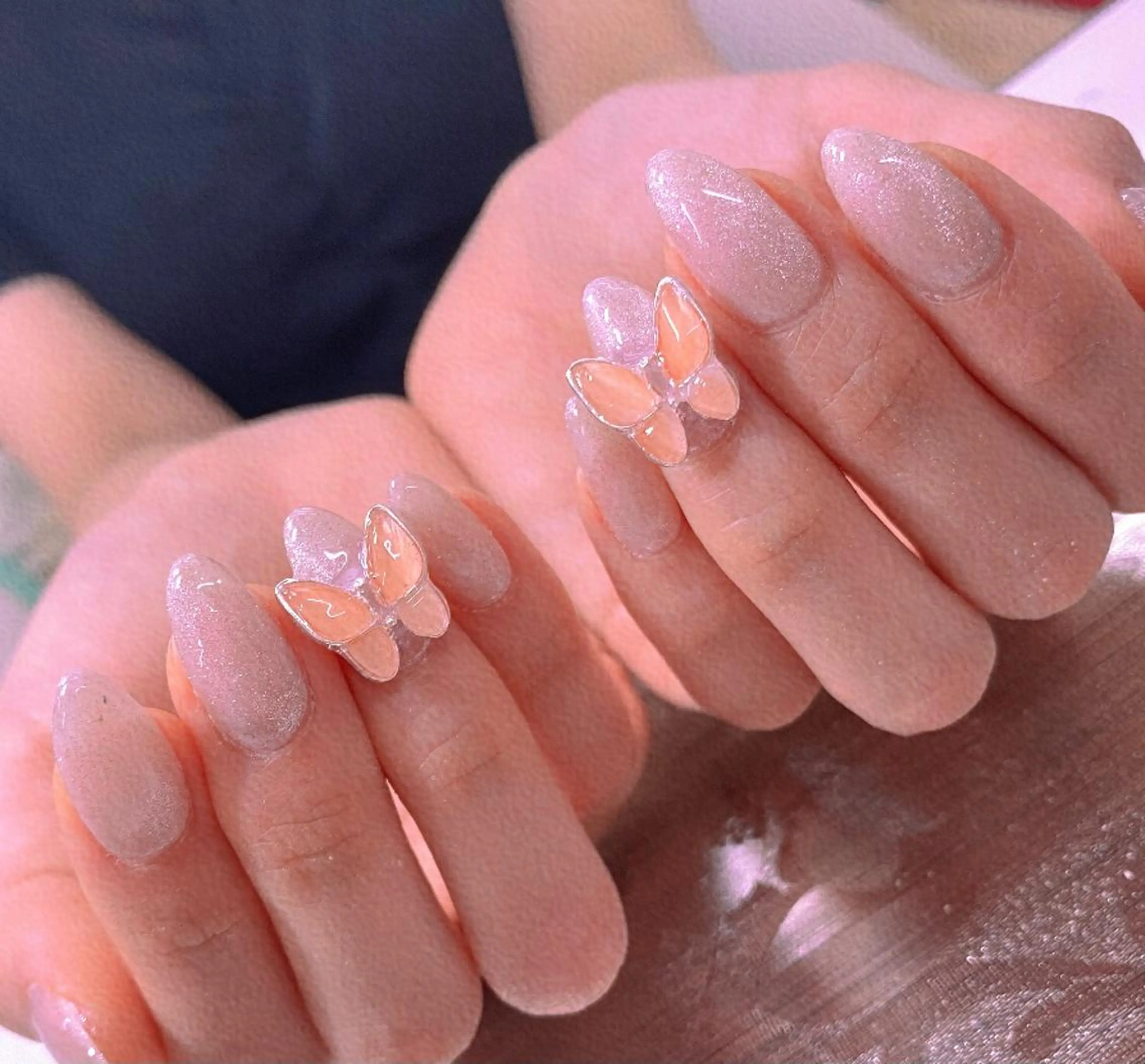 ネイル I-nailロング /ワンホン/キラキラのネイルデザイン