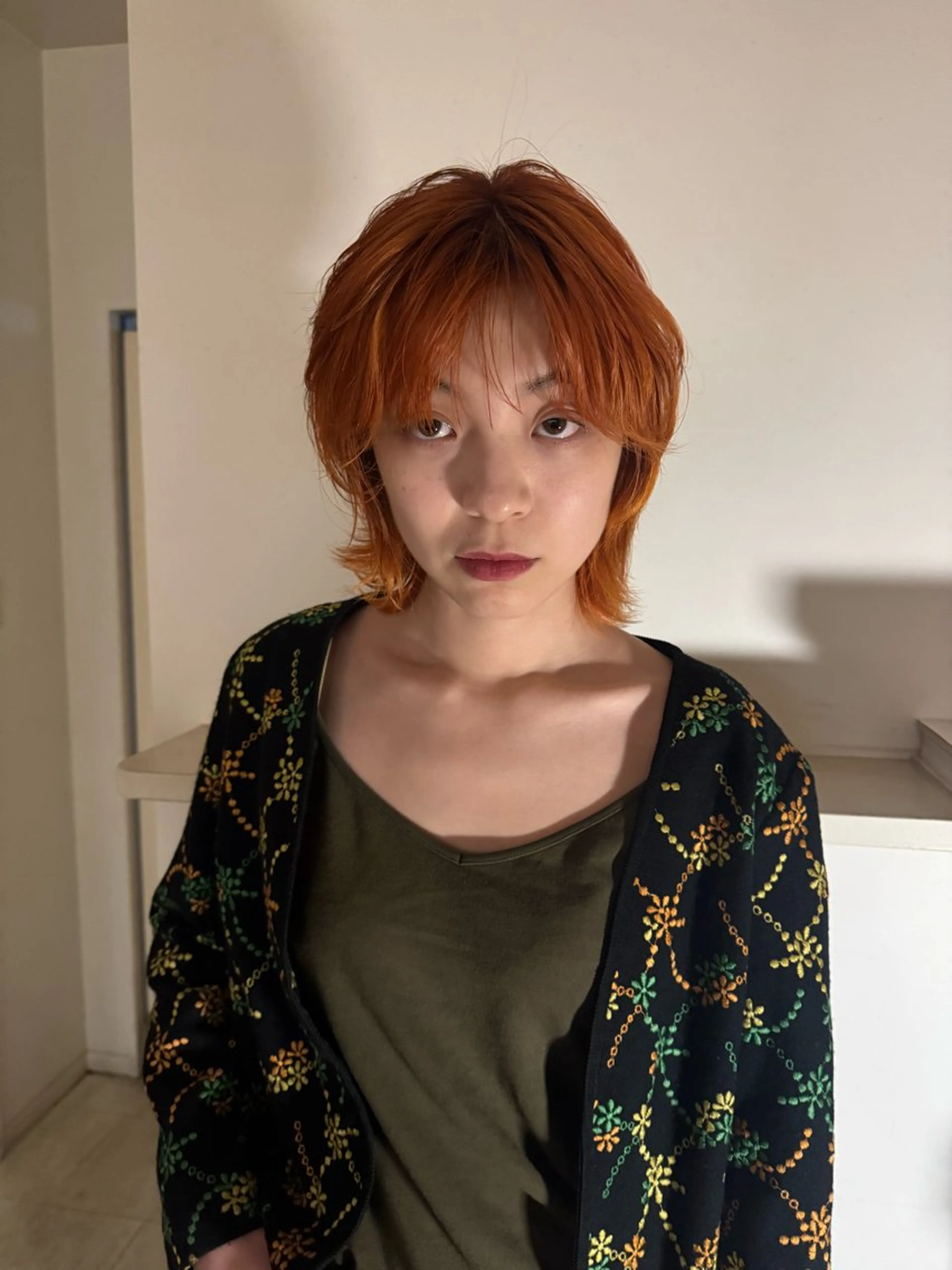 ミディアム カラー オレンジ カット ヘアカラー 今泉/KAI🦓艶髪 ボブ/ミニボブのヘアスタイル