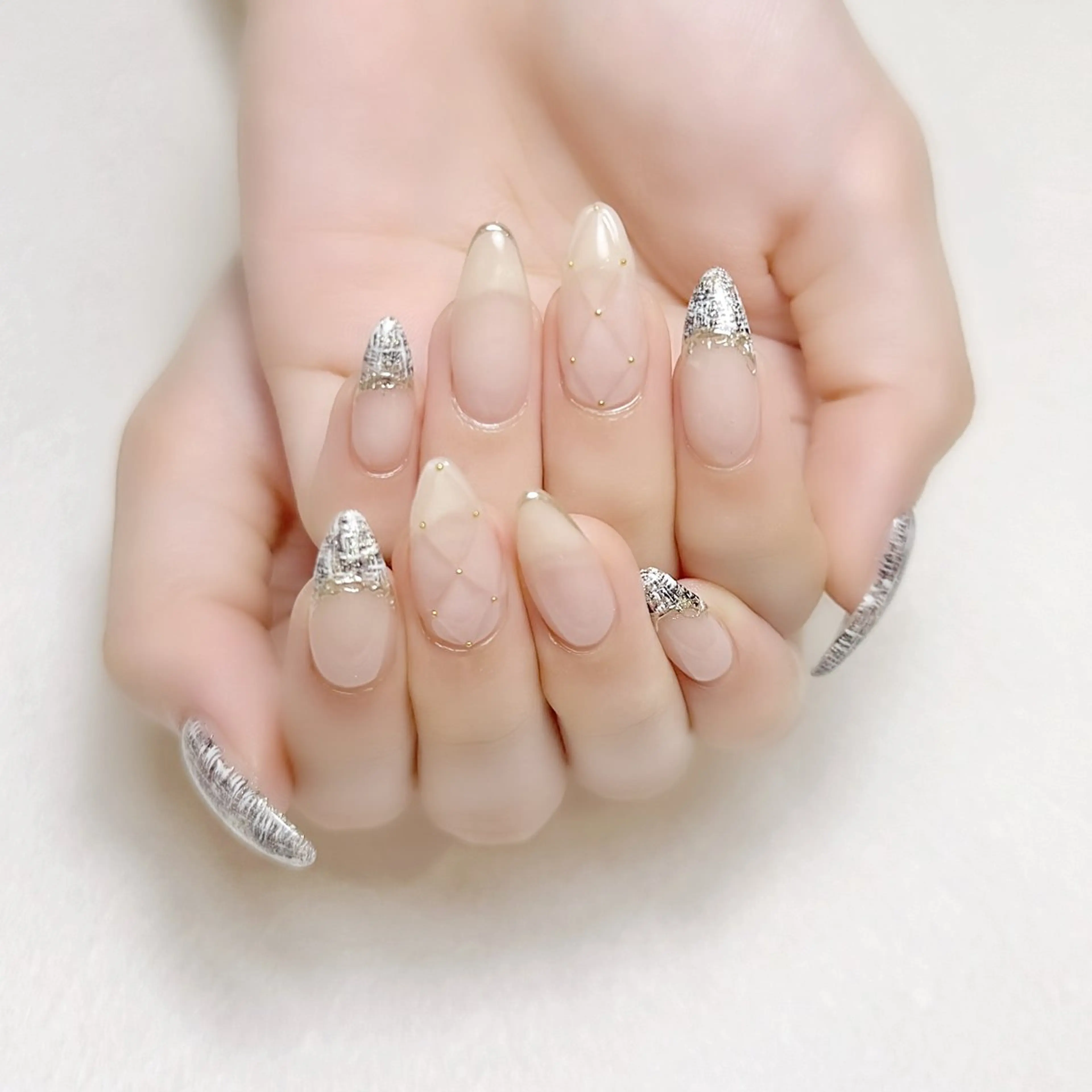 ネイル フレンチネイル ミラーネイル ツイードネイル ワンホンネイル 冬ネイル rouse nail RISATOのネイルデザイン