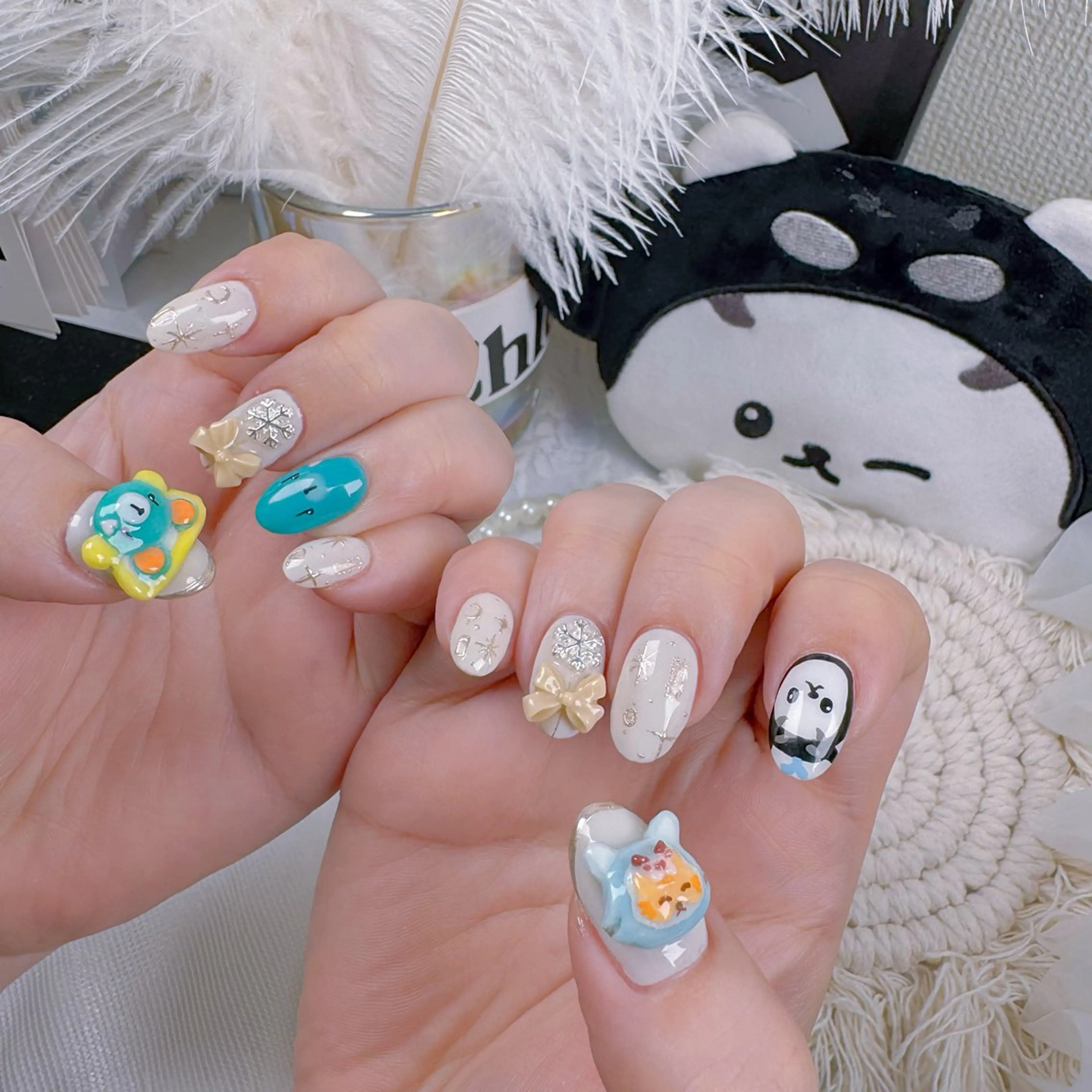 ネイル ハート 韓国ネイル バレンタイン ワンホンネイル 冬ネイル ハンドネイル Melody Nail所属・Melody 3D/スカルプ専門店のネイルデザイン