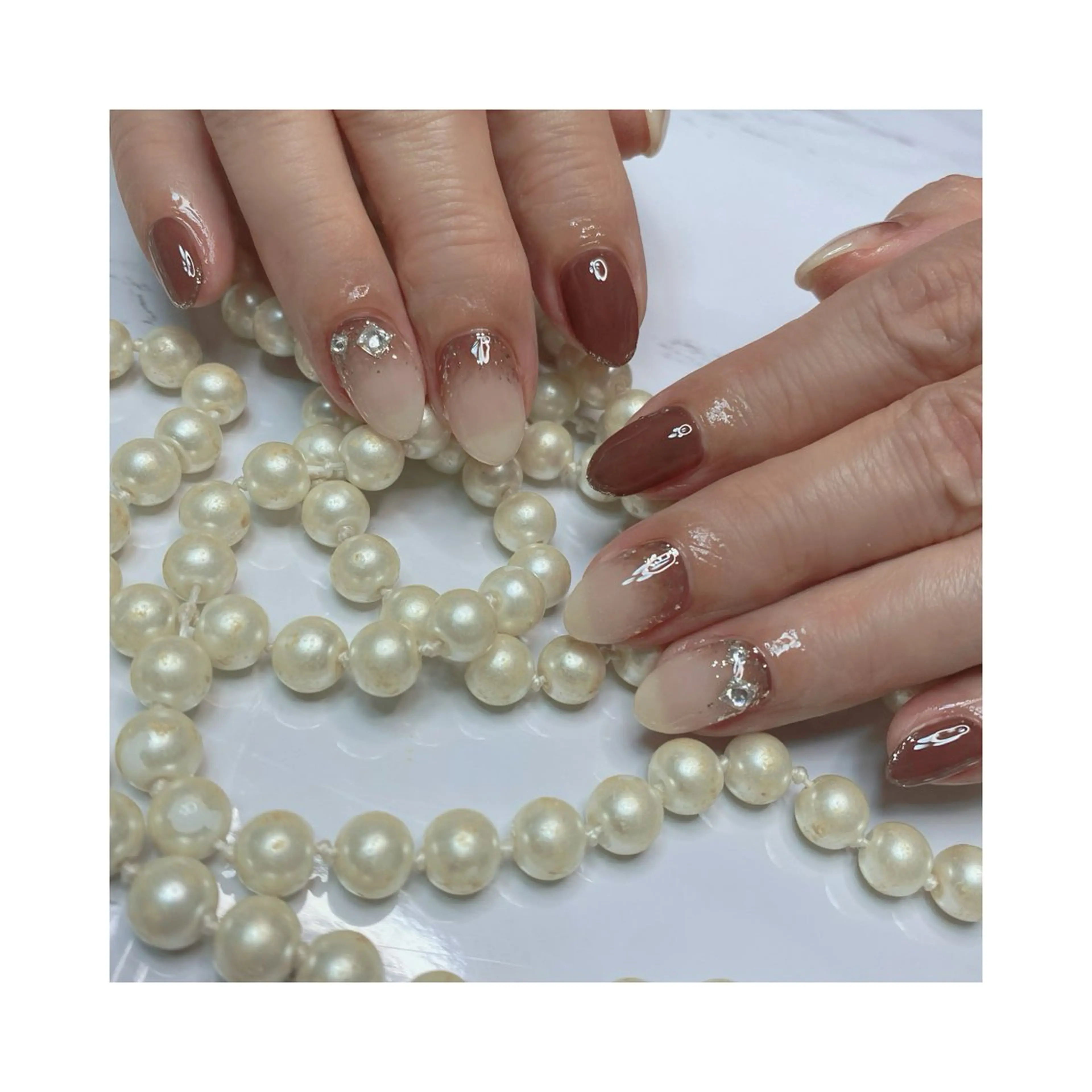 ネイル ブラウン 上田 風香のネイルデザイン