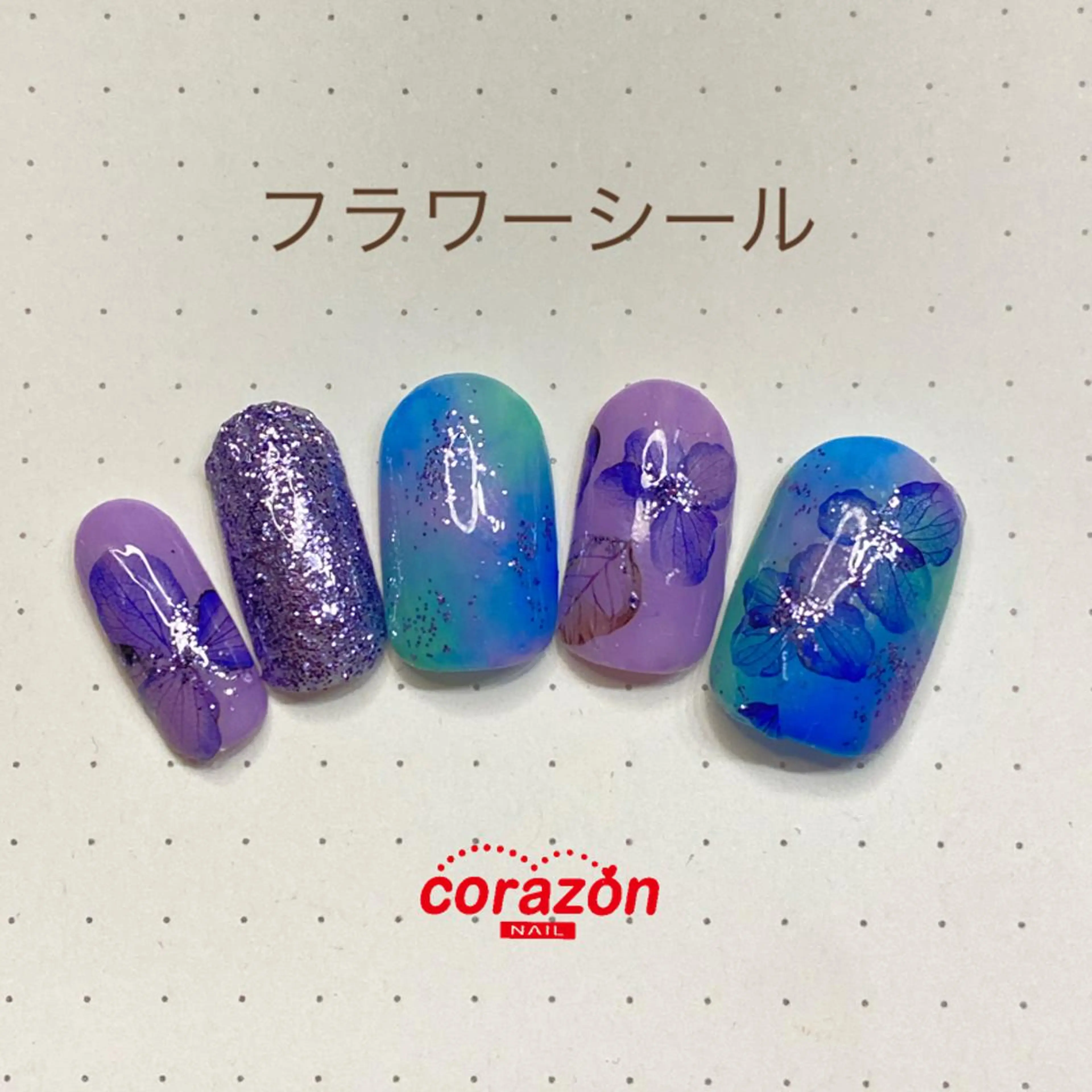 ネイル アートネイル フラワーネイル corazon所属・ネイリスト aicoのネイルデザイン