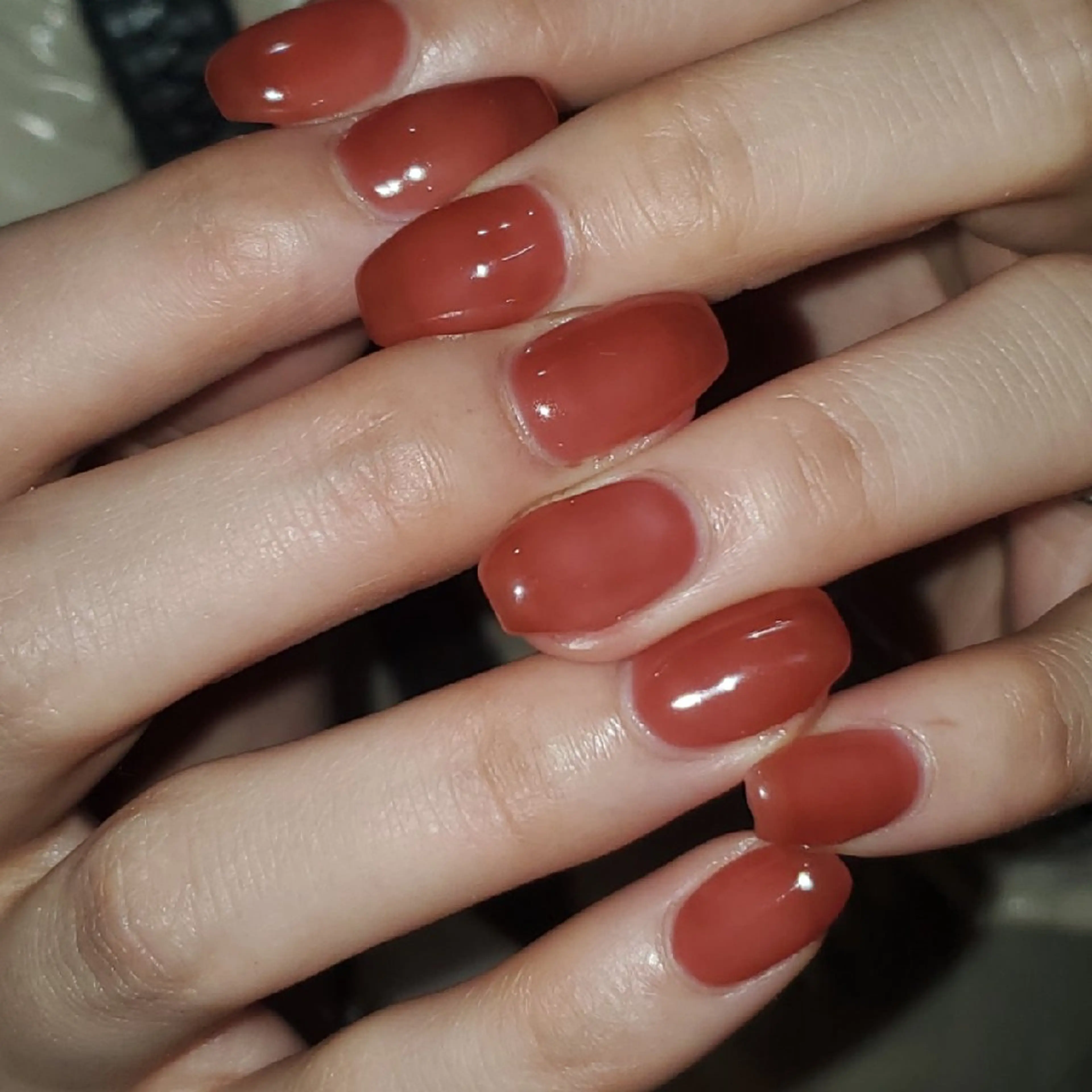 ハンドオフありワンカラーネイルの写真