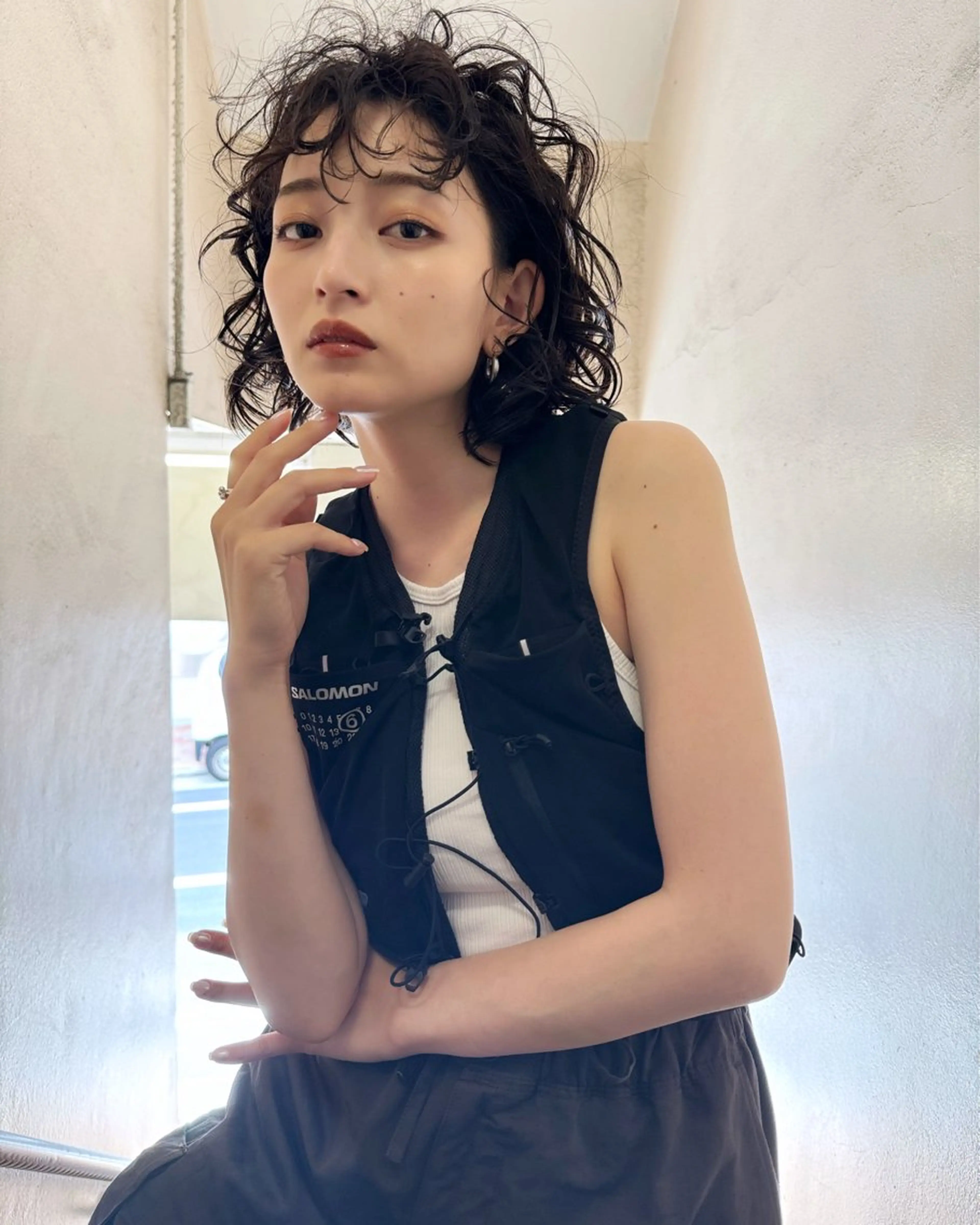 ショート パーマ ヘアアレンジ スパイラルパーマ 丸山渉/パーマ エフェクトブリーチのヘアスタイル