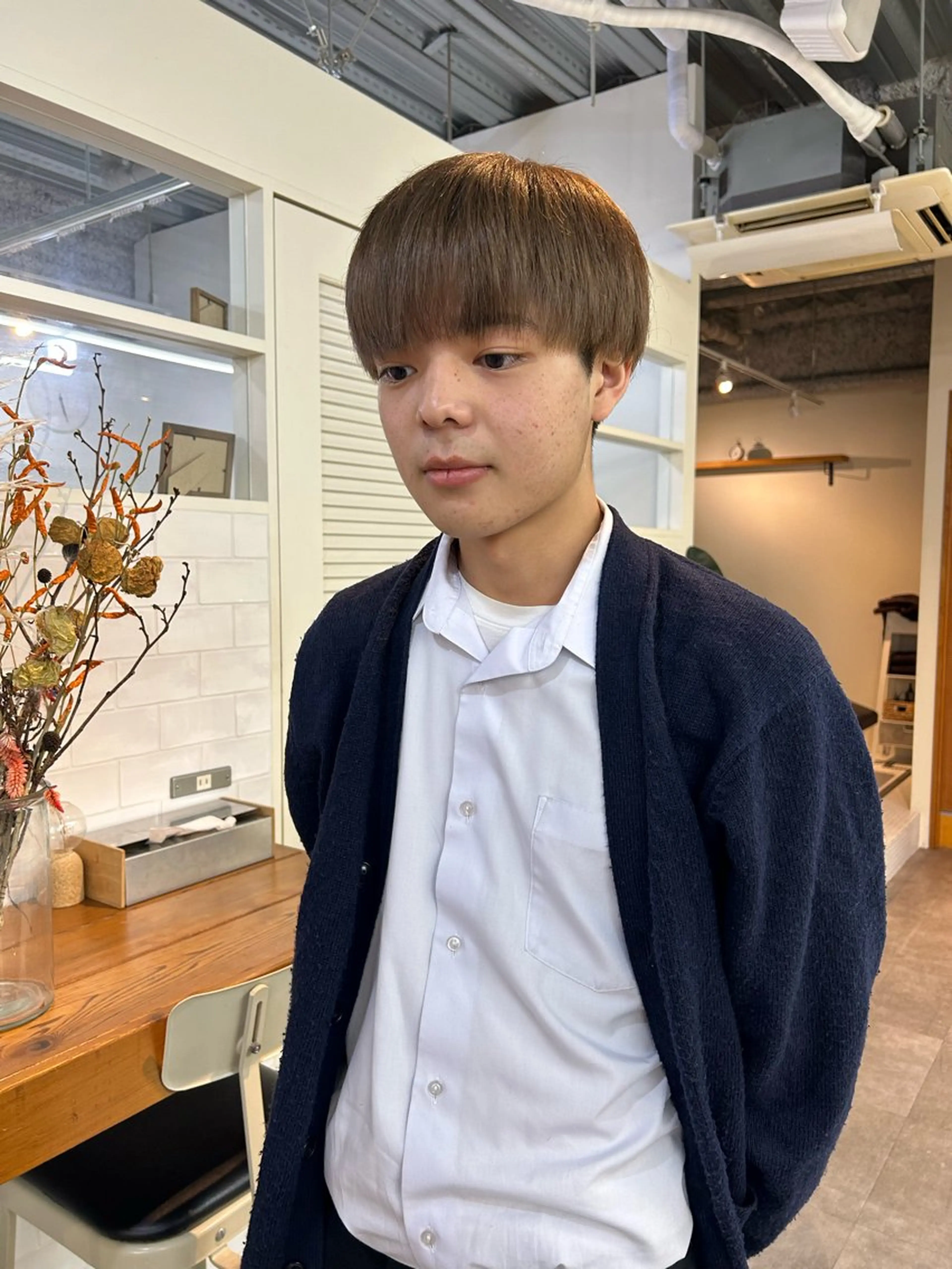 カラー メンズ カット ヘアカラー yumeka🩶ボブ 暖色/透け感カラーのヘアスタイル