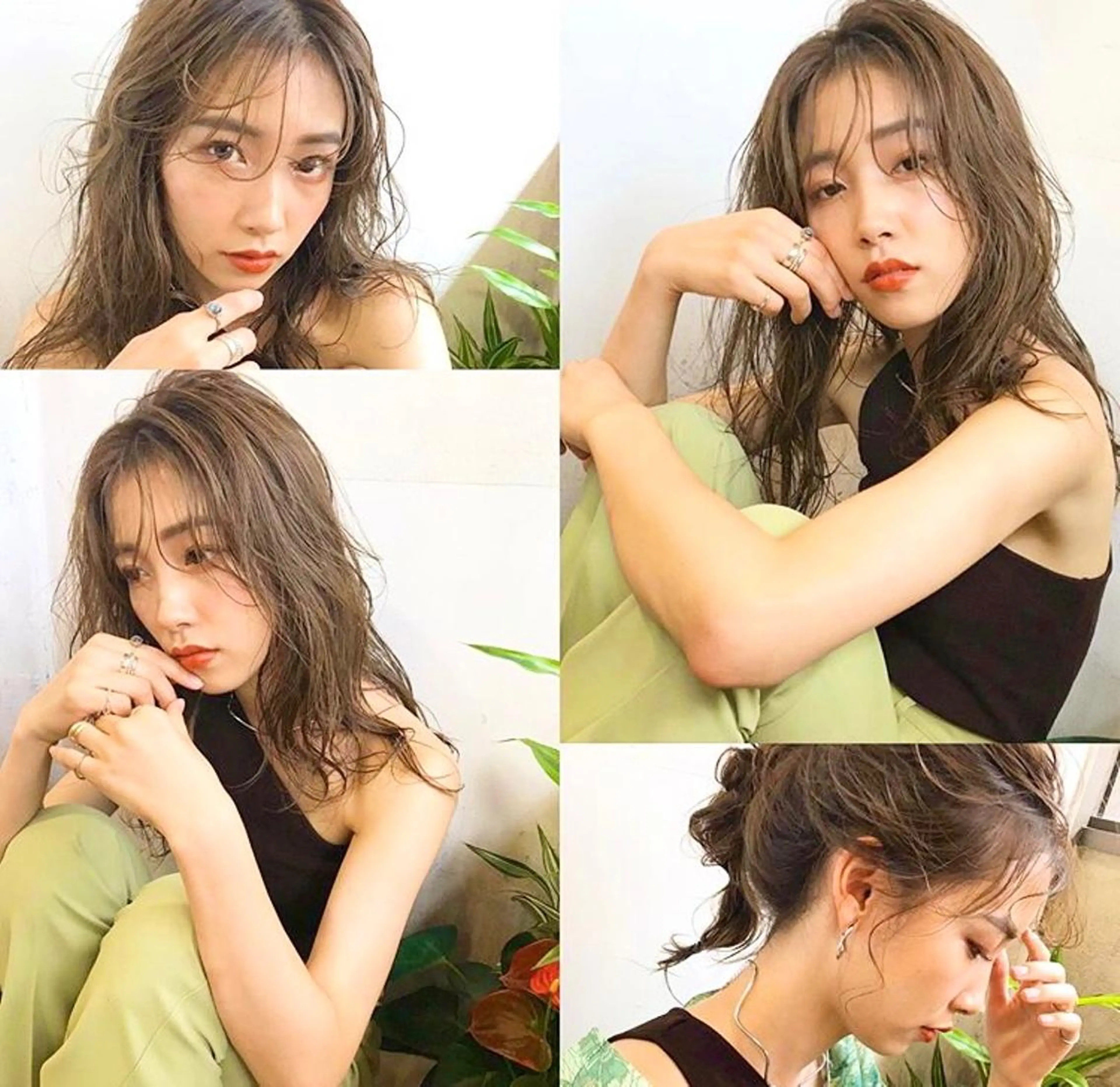 セミロング カット ヘアカラー 韓国 / 中国ヘア 🦋Noniのヘアスタイル