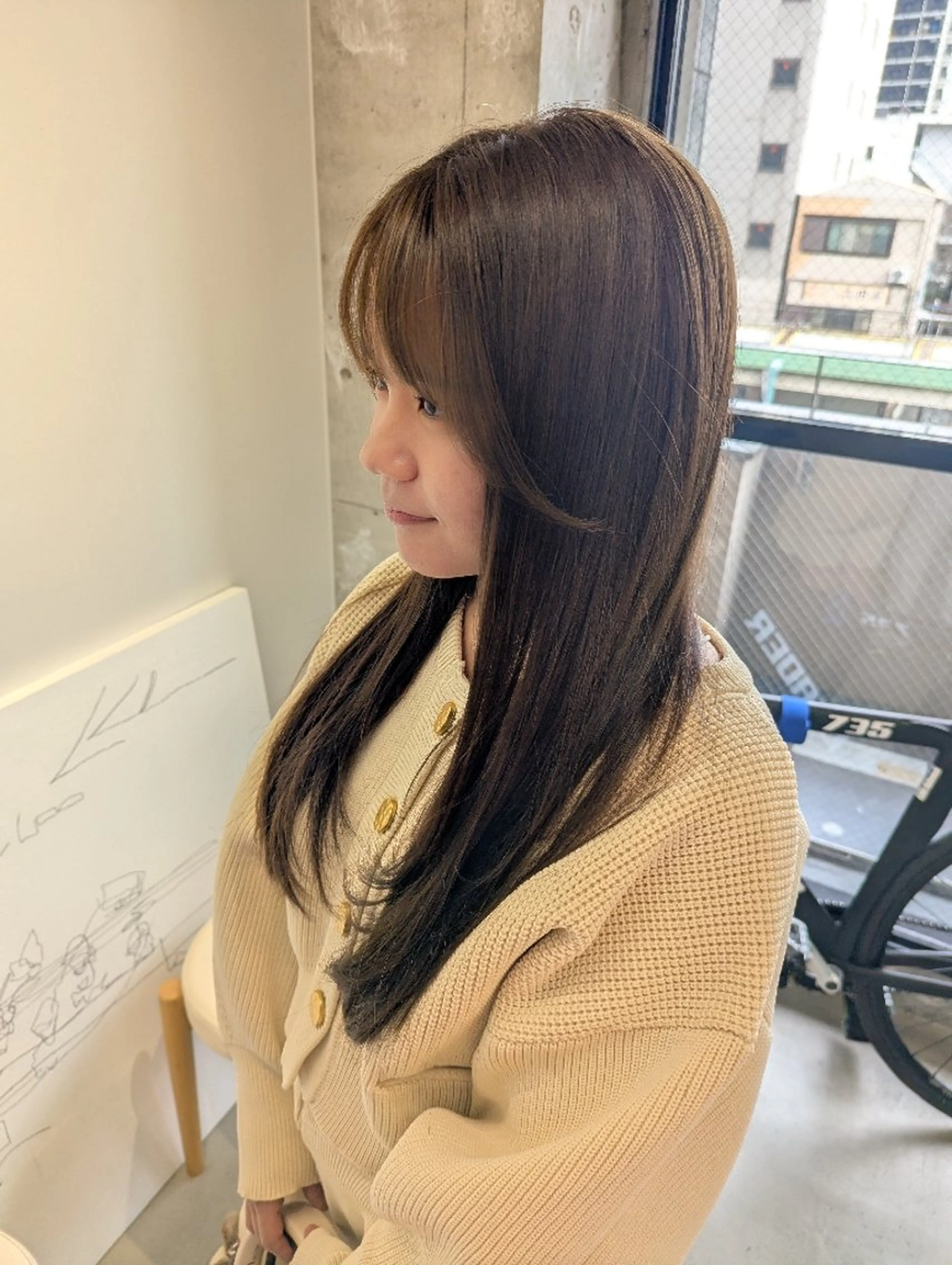 セミロング 顔周りカット レイヤーカット カット ヘアカラー トリートメント newi 天王寺　 masakoのヘアスタイル