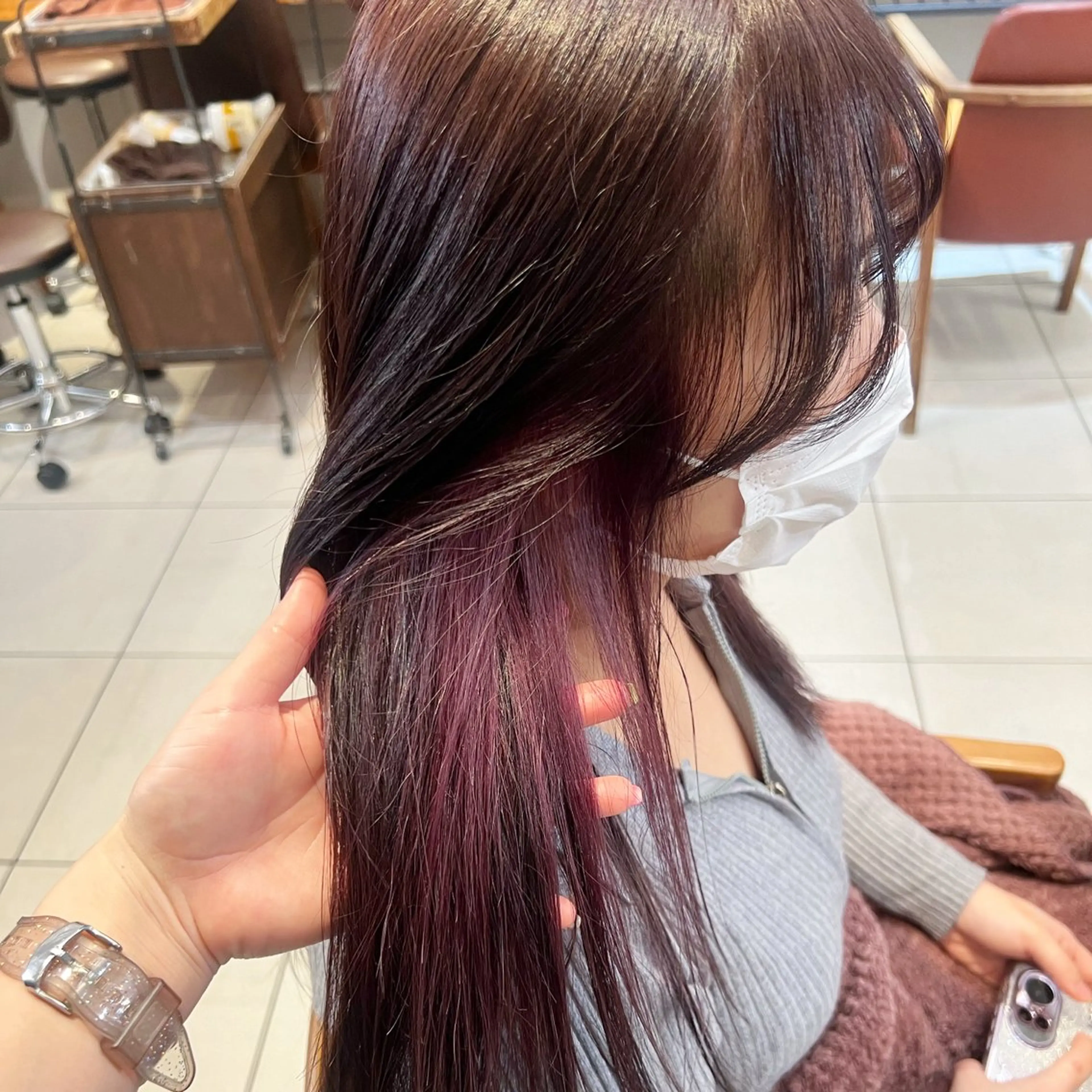 ロング カラー ラベンダーカラー ピンクカラー かわの ももな 💜ྀིのヘアスタイル