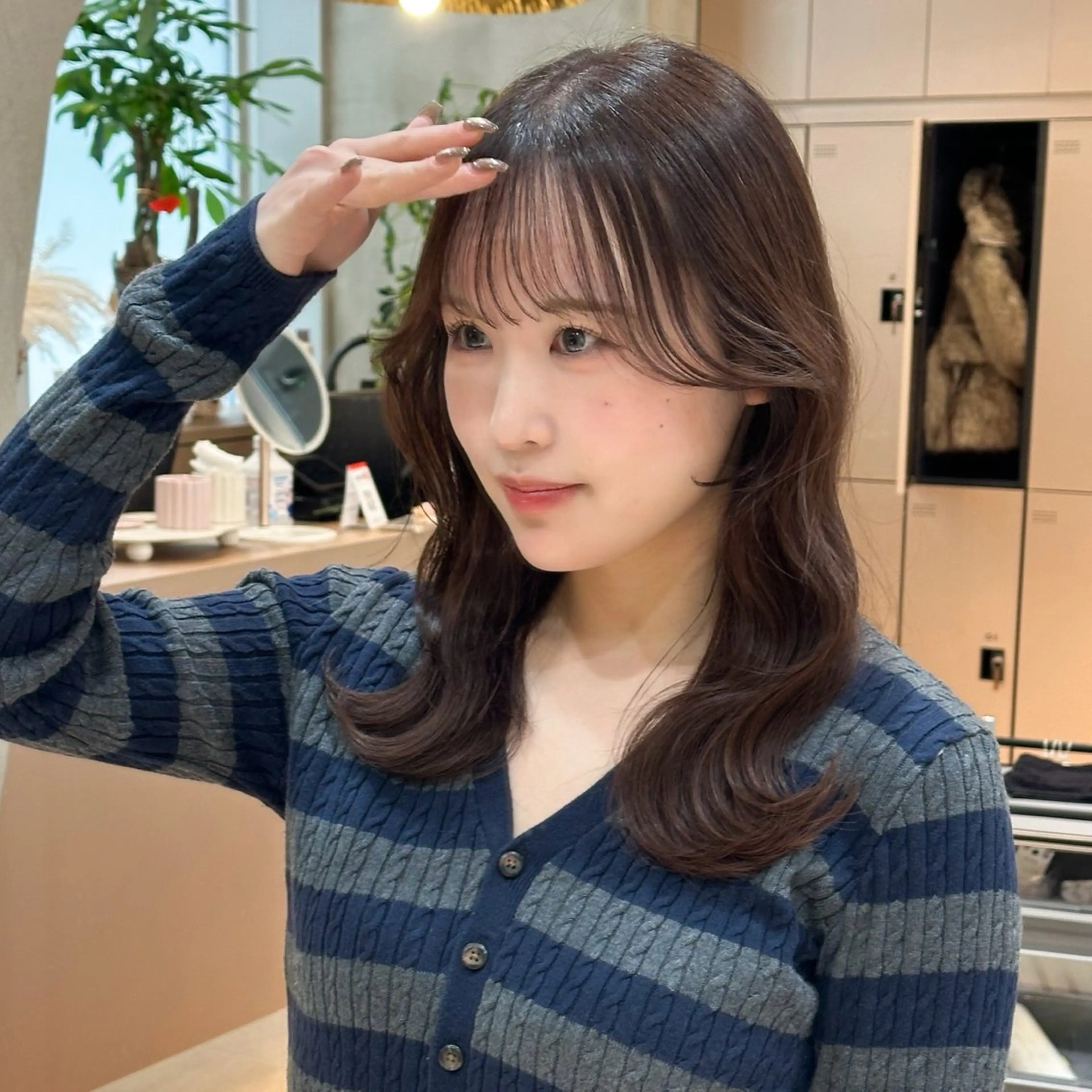 ミディアム カット ヘアカラー トリートメント 縮毛矯正/韓国ヘア /レイヤー🎀ミズキのヘアスタイル