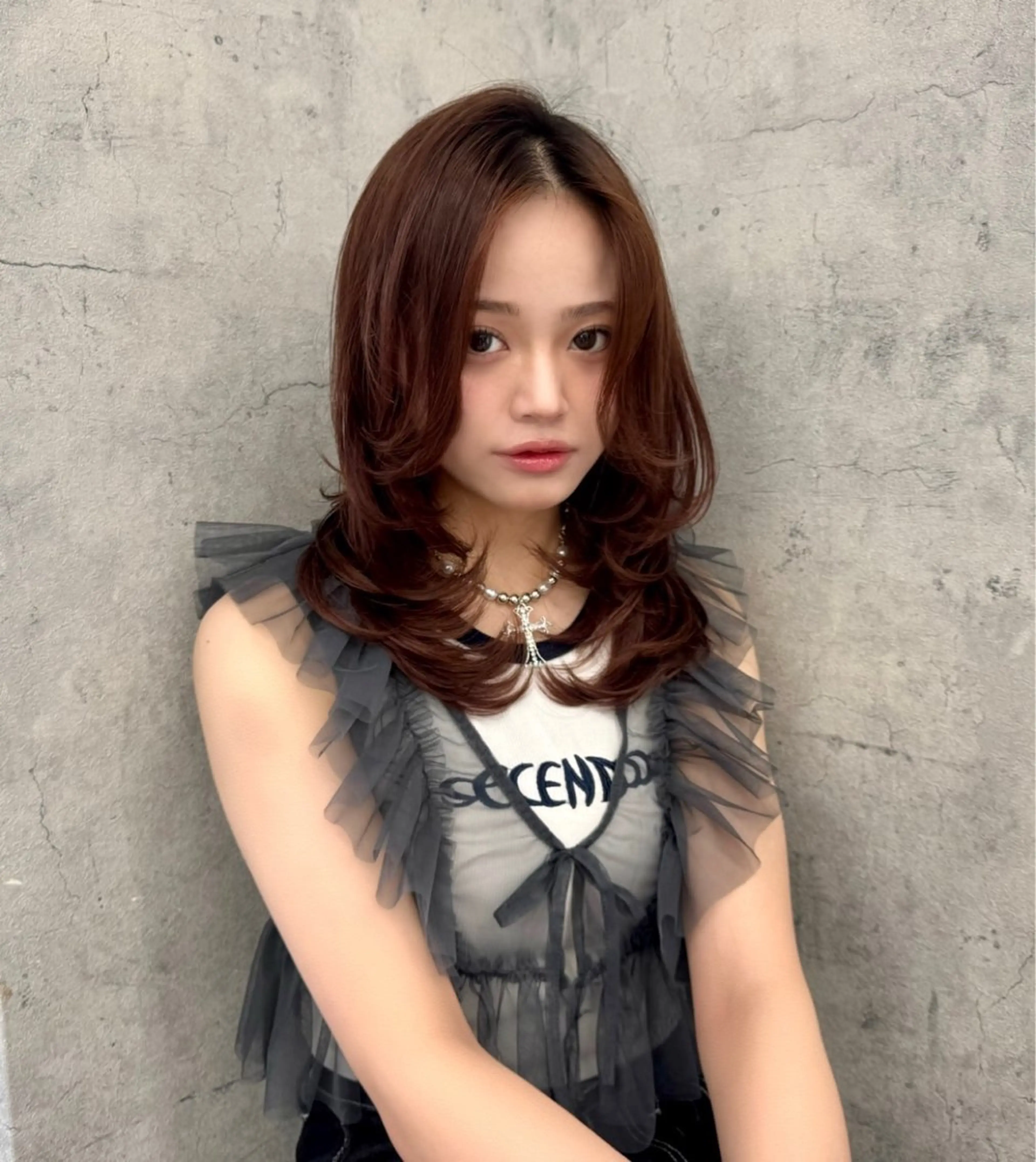 ミディアム カラー カット ヘアカラー トリートメント ハイトーン/レイヤー 💜Akaneのヘアスタイル