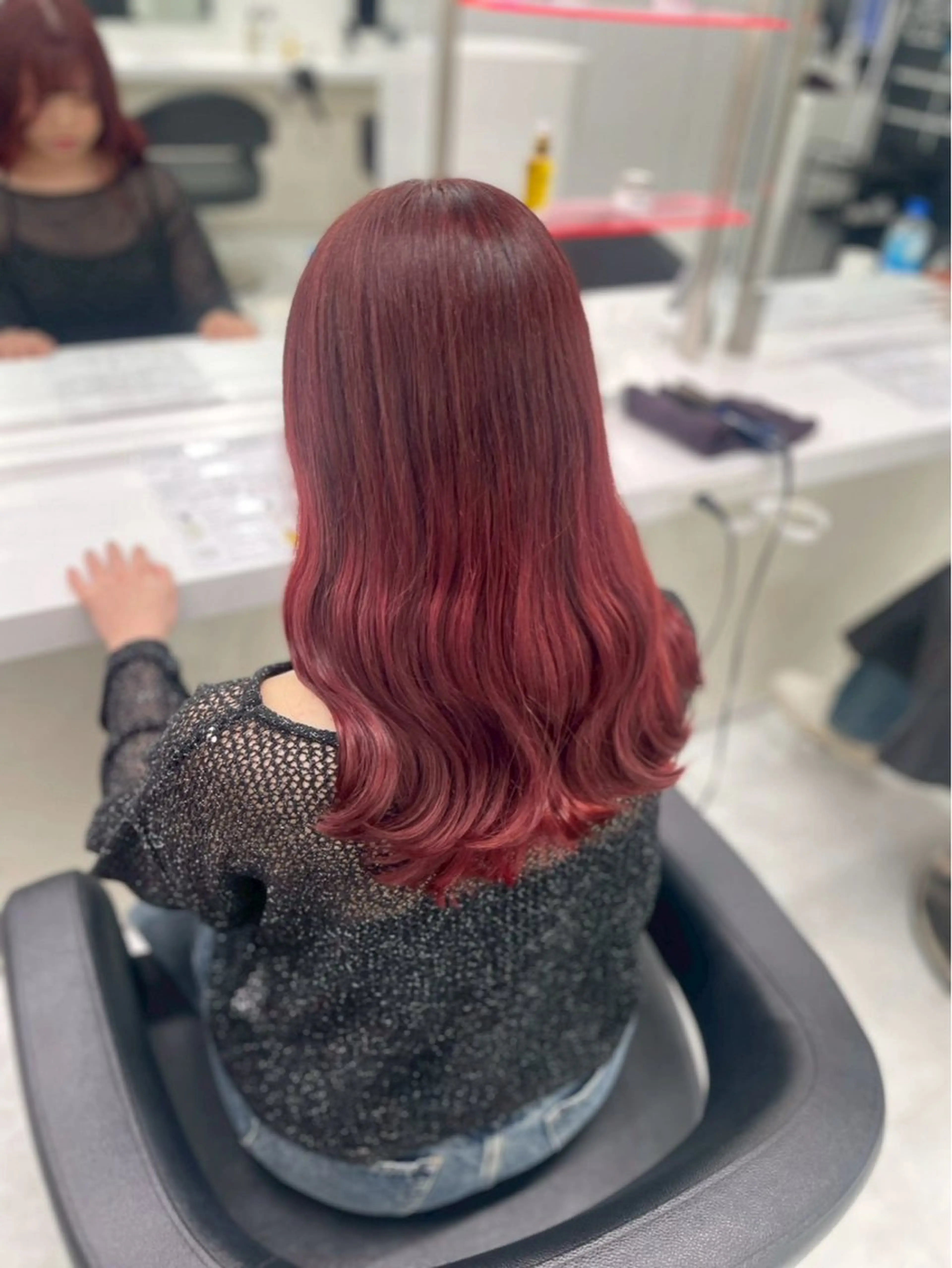 セミロング カラー ヘアアレンジ ヘアカラー トリートメント 暖色・髪質改善🍒 吉武杏莉のヘアスタイル