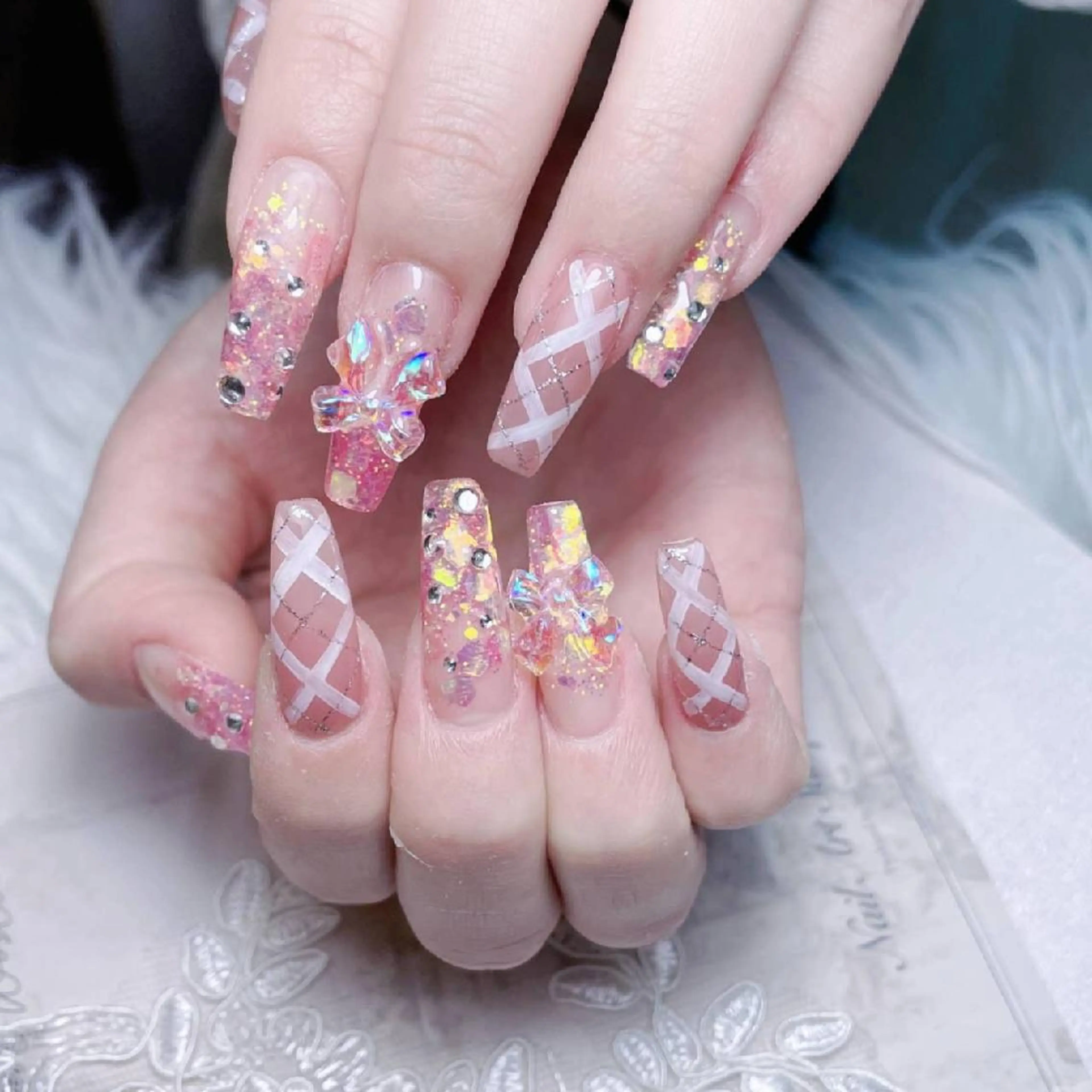 ネイル アートネイル ブルー ロングネイル ニュアンスネイル スカルプネイル Melody Nail所属・Melody  3D/スカルプ専門店のネイルデザイン