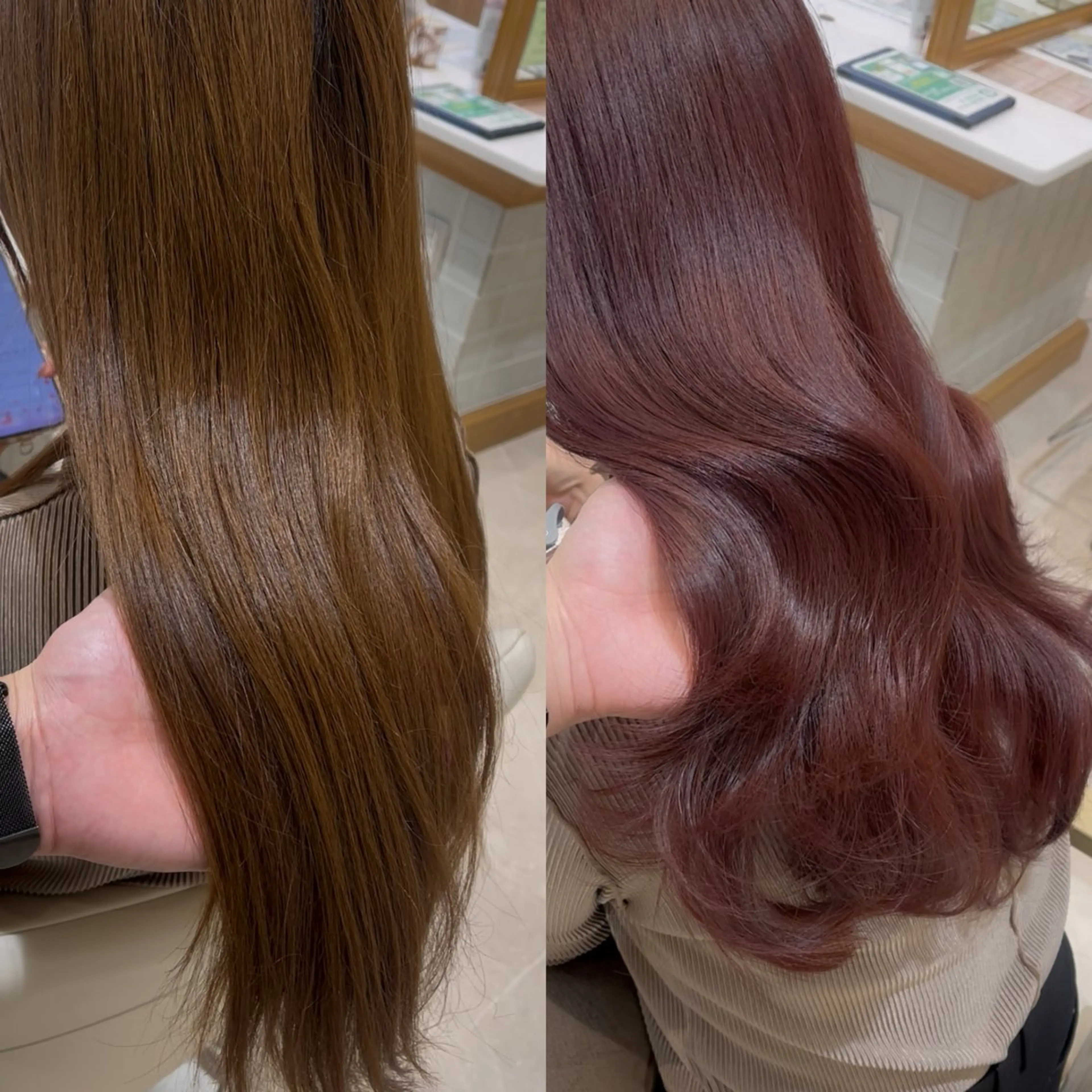 セミロング カラー セミロングパーマ ベージュカラー 黒髪 ブリーチ ブルーカラー カット ヘアカラー トリートメント ミタニ/髪質改善 /レイヤーカットのヘアスタイル