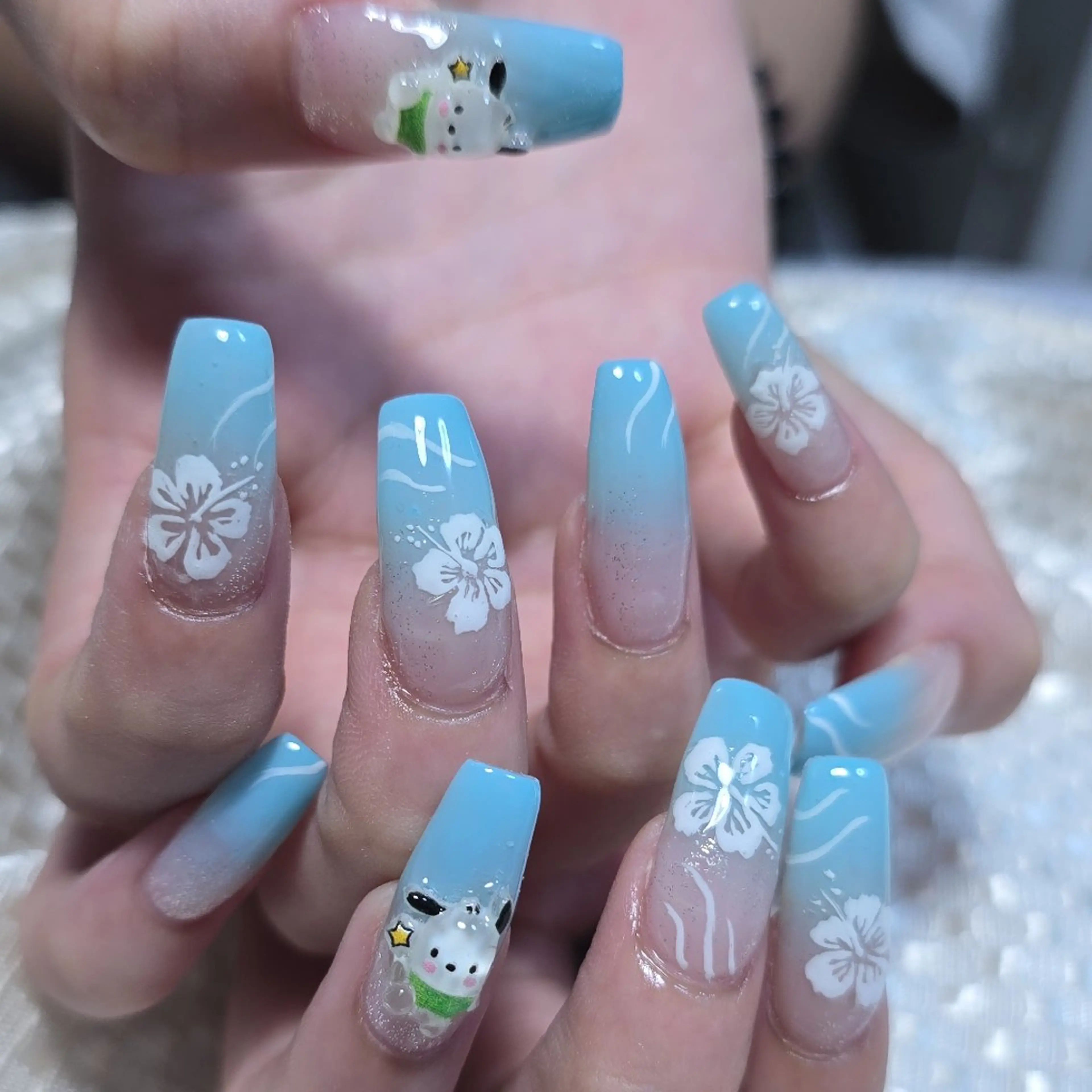 ネイル 水色 もるみちゅ nail‪＆ジャグアのネイルデザイン