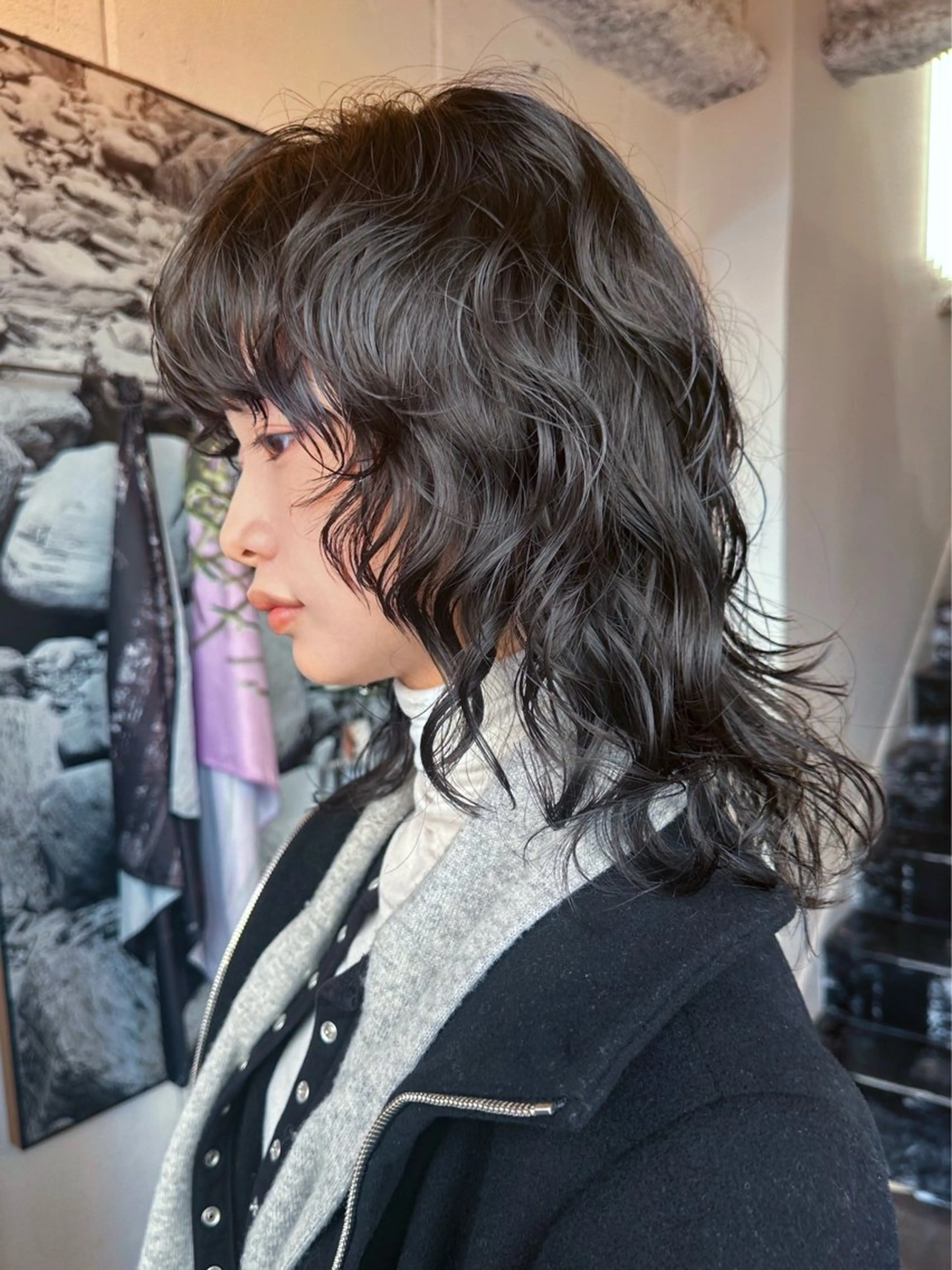 ミディアム パーマ カット パーマ レイヤー/パーマ /ウルフ/nabeのヘアスタイル