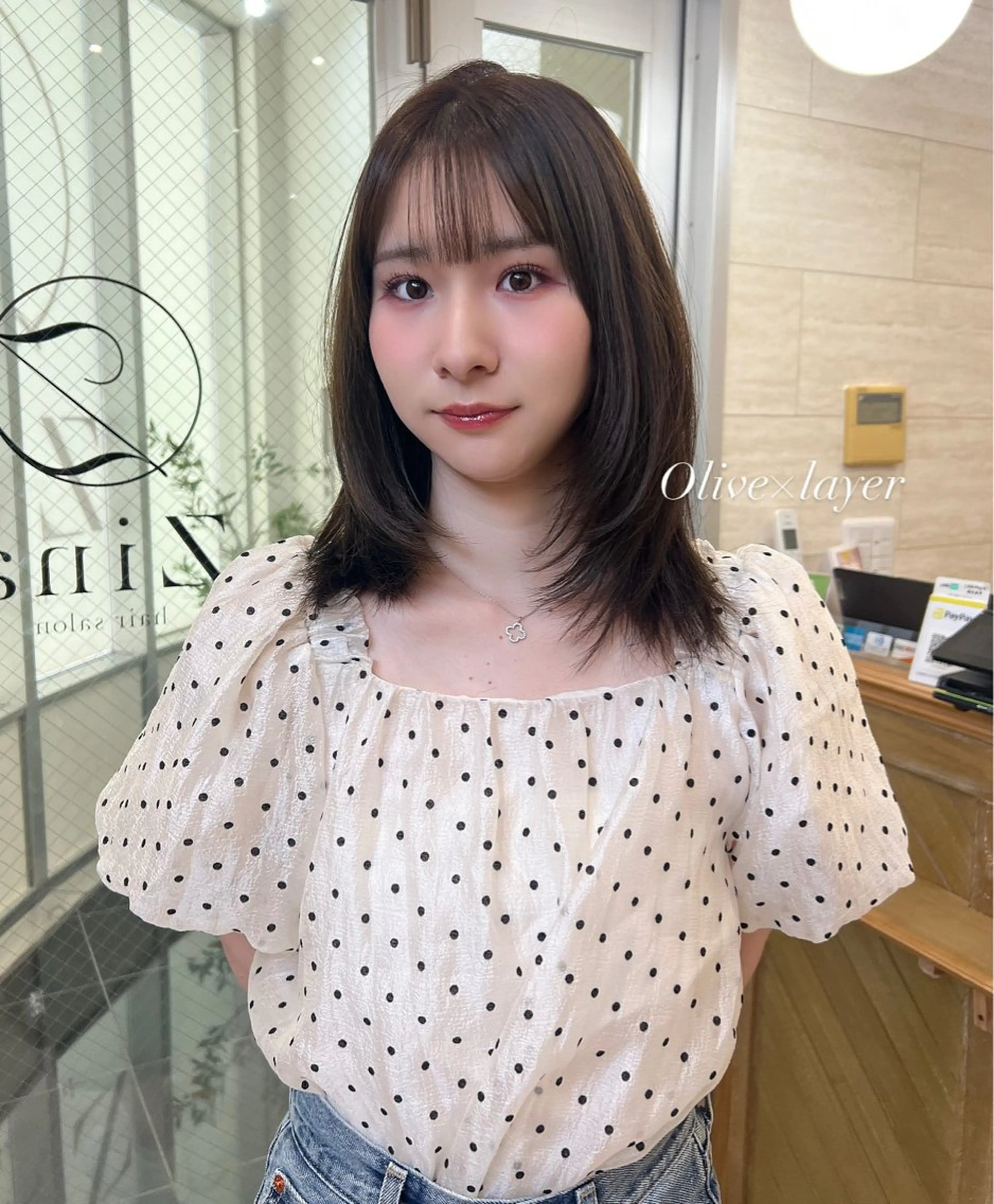 ミディアム カット ヘアカラー トリートメント 🎀zina/韓国 🎀amiのヘアスタイル